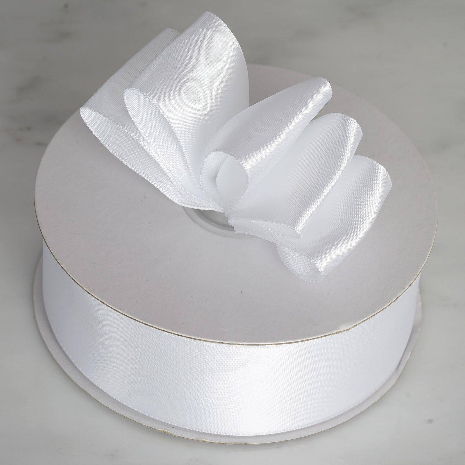 Amazing 50 Yards 1.5-Inch White Single-Face Decorative Polyester Satin Ribbon for Various Occasions