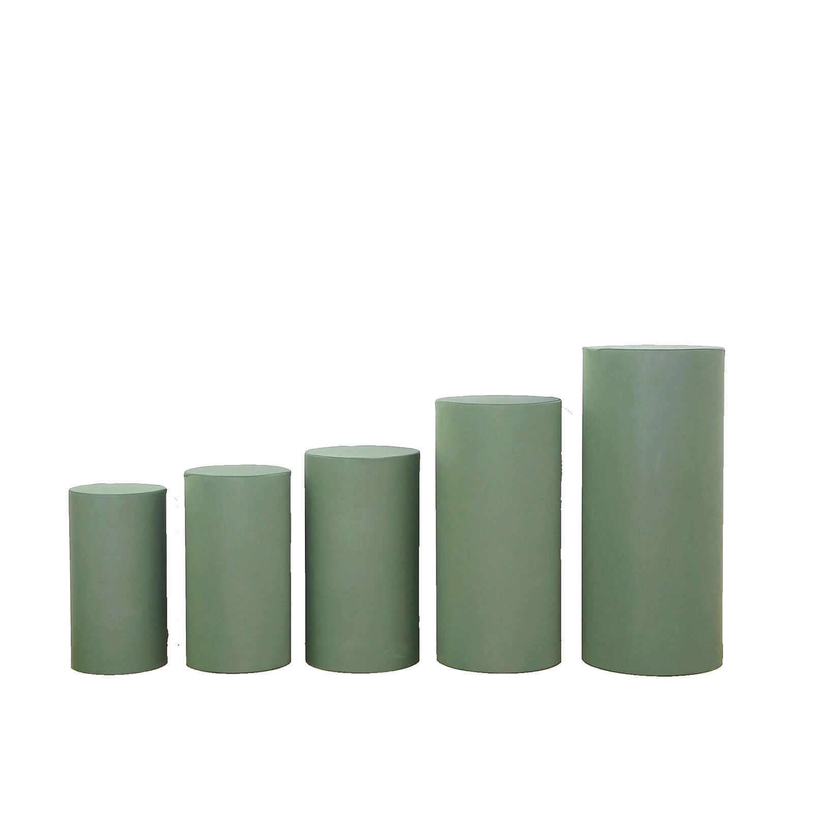Hot! Set of 5 Stretchable Dusty Sage Green Spandex Pedestal Stand Covers, 160 GSM