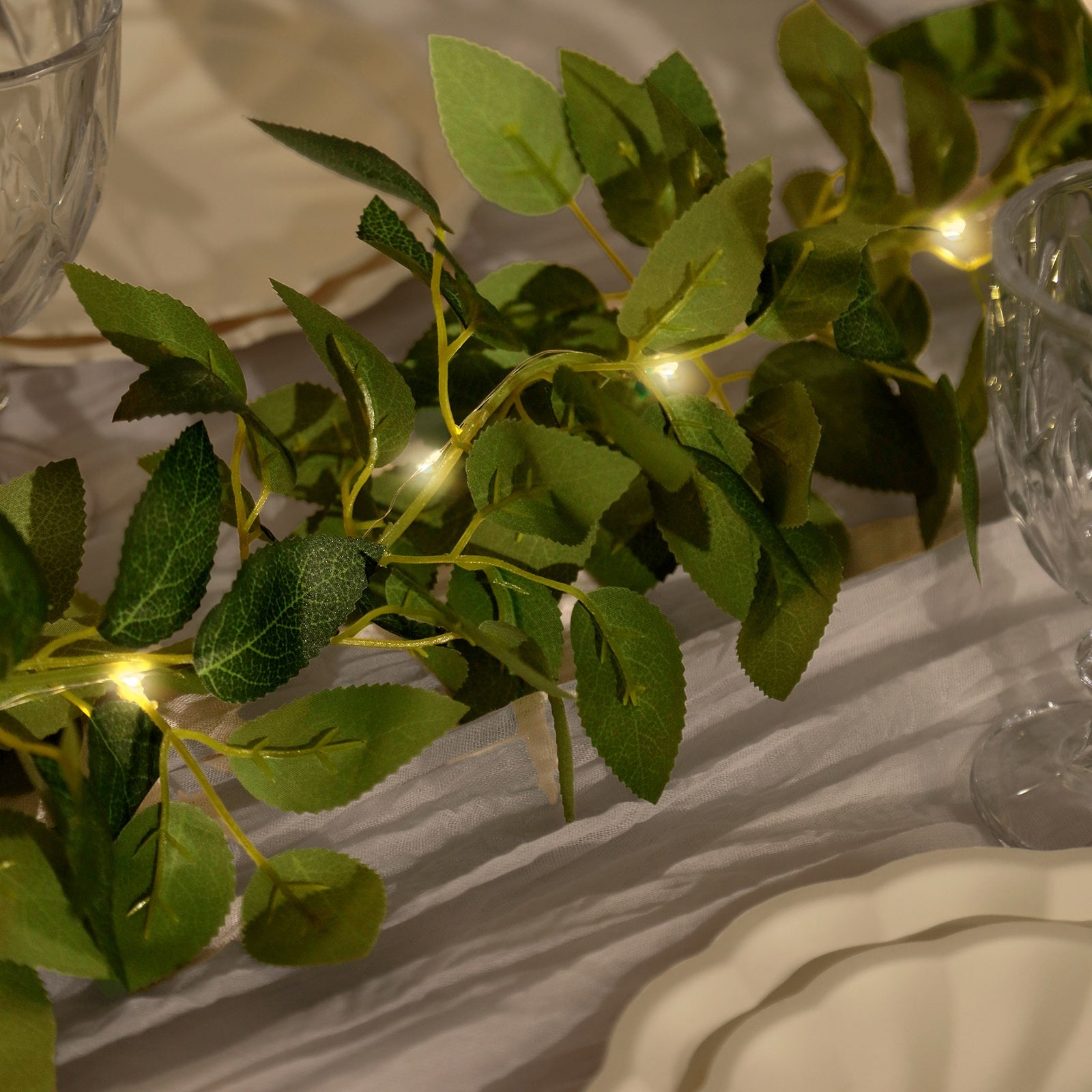 6ft Artificial Rose Leaf Vine with String Lights - Ideal for Home & Wedding Decorations