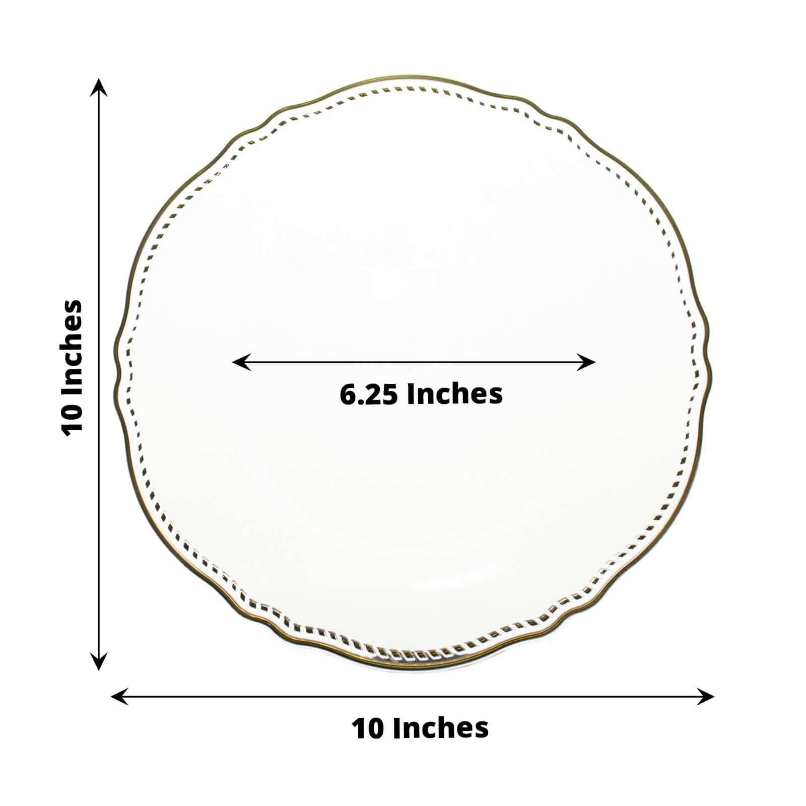10-Pack Disposable Clear Plastic Dinner Plates with Gold Scalloped Rim - Ideal for Parties
