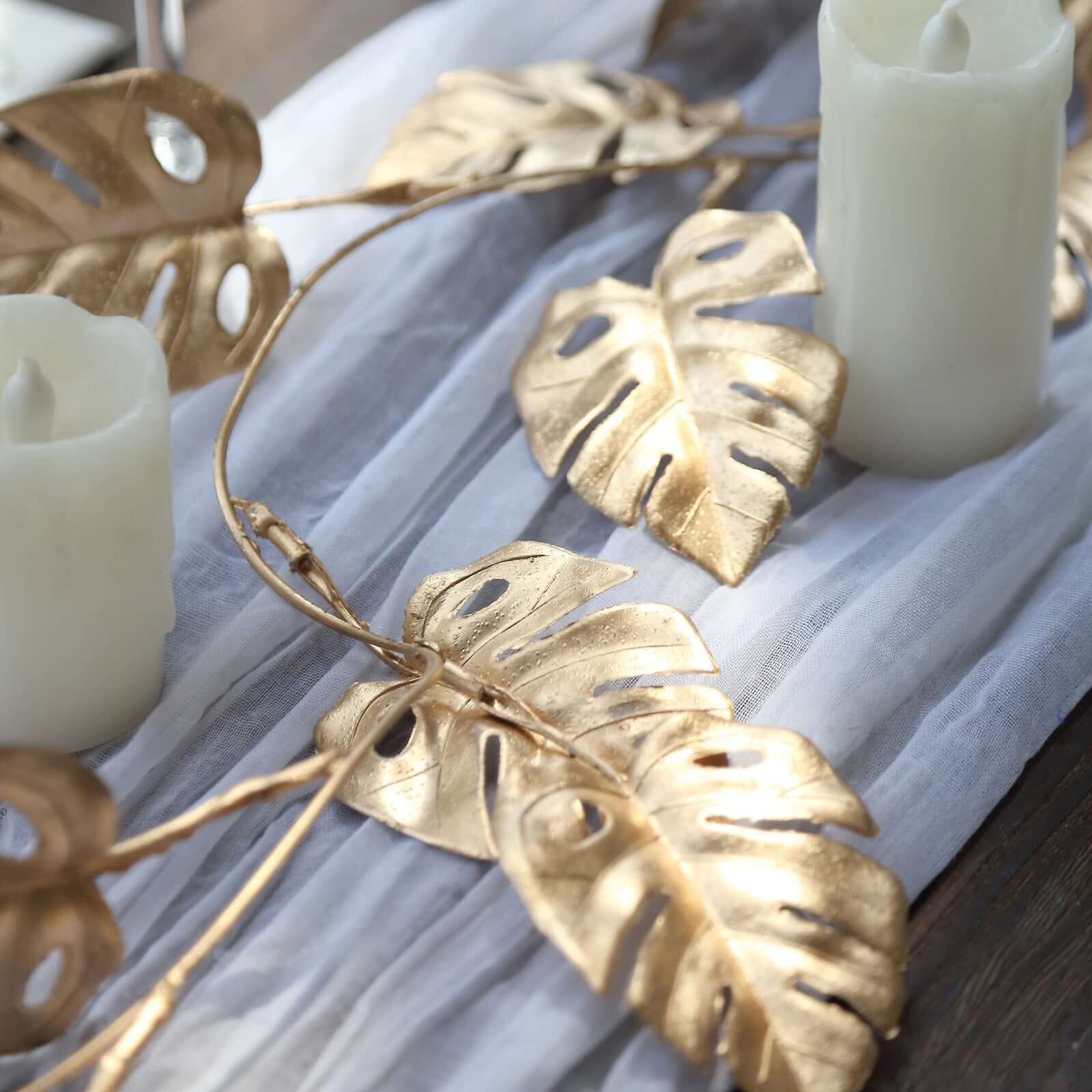 7ft Metallic Gold Artificial Monstera Hanging Vine - Faux Garland for Tropical & Boho Events