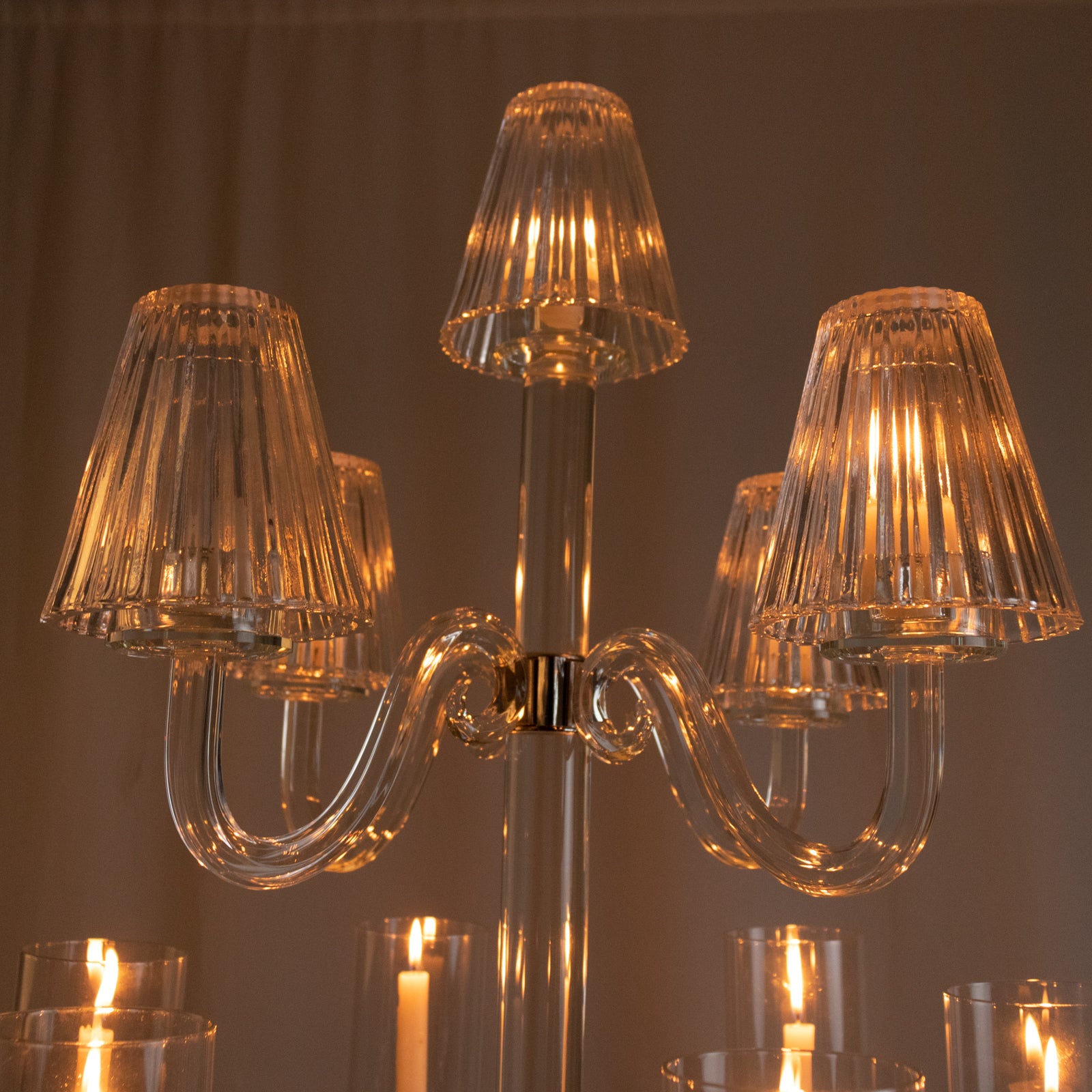 Hot Deal! 11-Arm Crystal Glass Candelabra for Weddings and Home Decor, Fits Taper & Tealight Candles