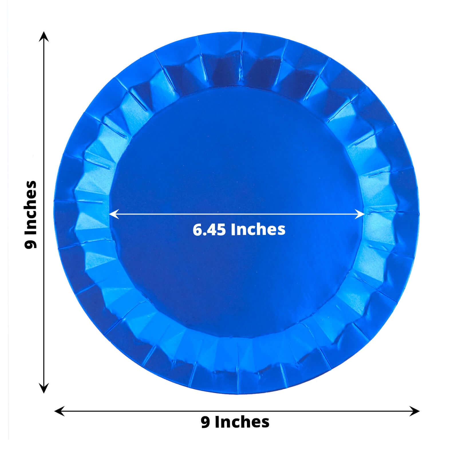 Hot Deal! 25-Piece Set of Disposable 400GSM Royal Blue Round Dinner Paper Plates with Geometric Prism Rim