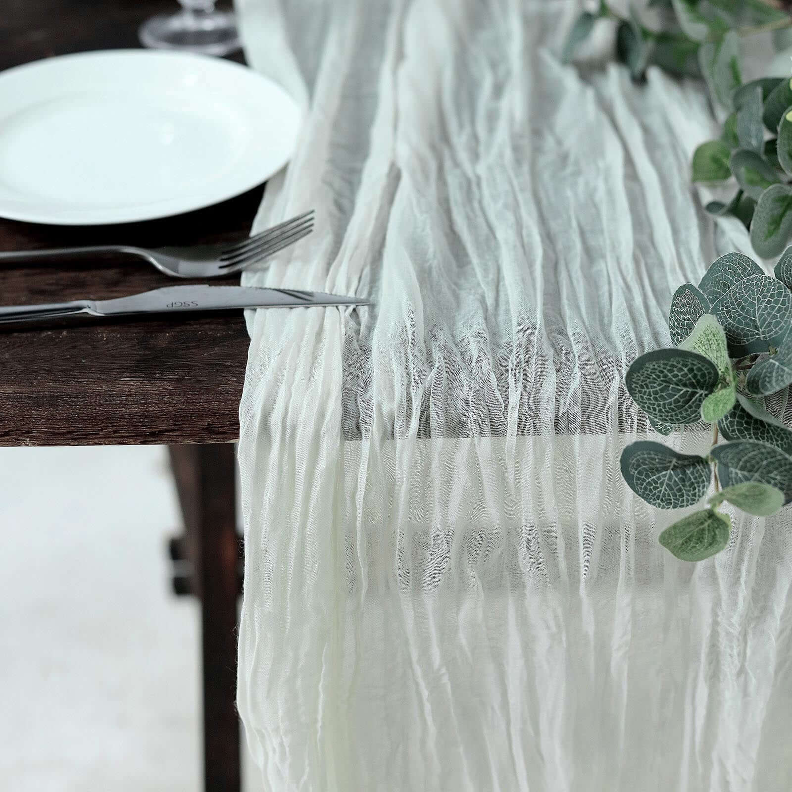 Hot Sale! Ivory Gauze Cheesecloth 10ft Table Runner for Rustic Boho Style Decor