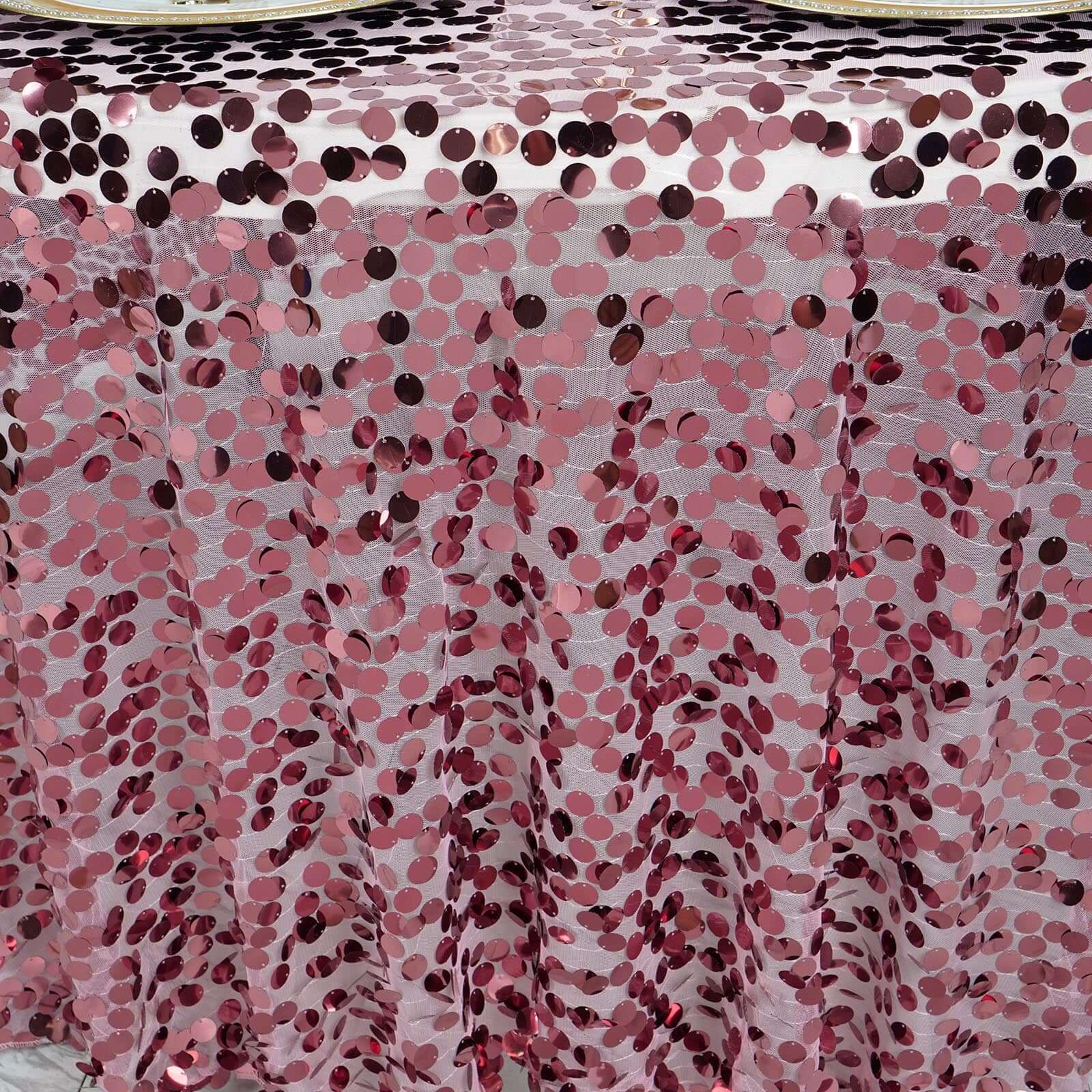 Hot Sale! Pink Sequin Round Tablecloth - 120