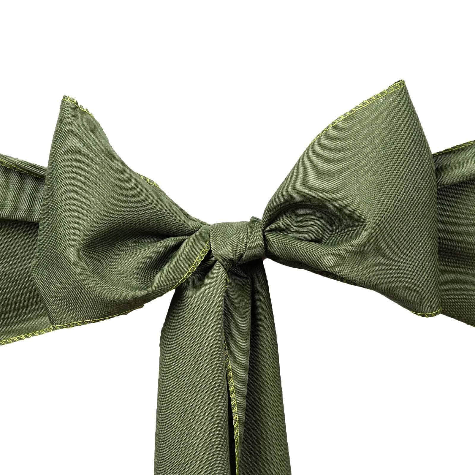 5-Piece Set of Olive Green Polyester Chair Sashes, 6x108 - Great Value!