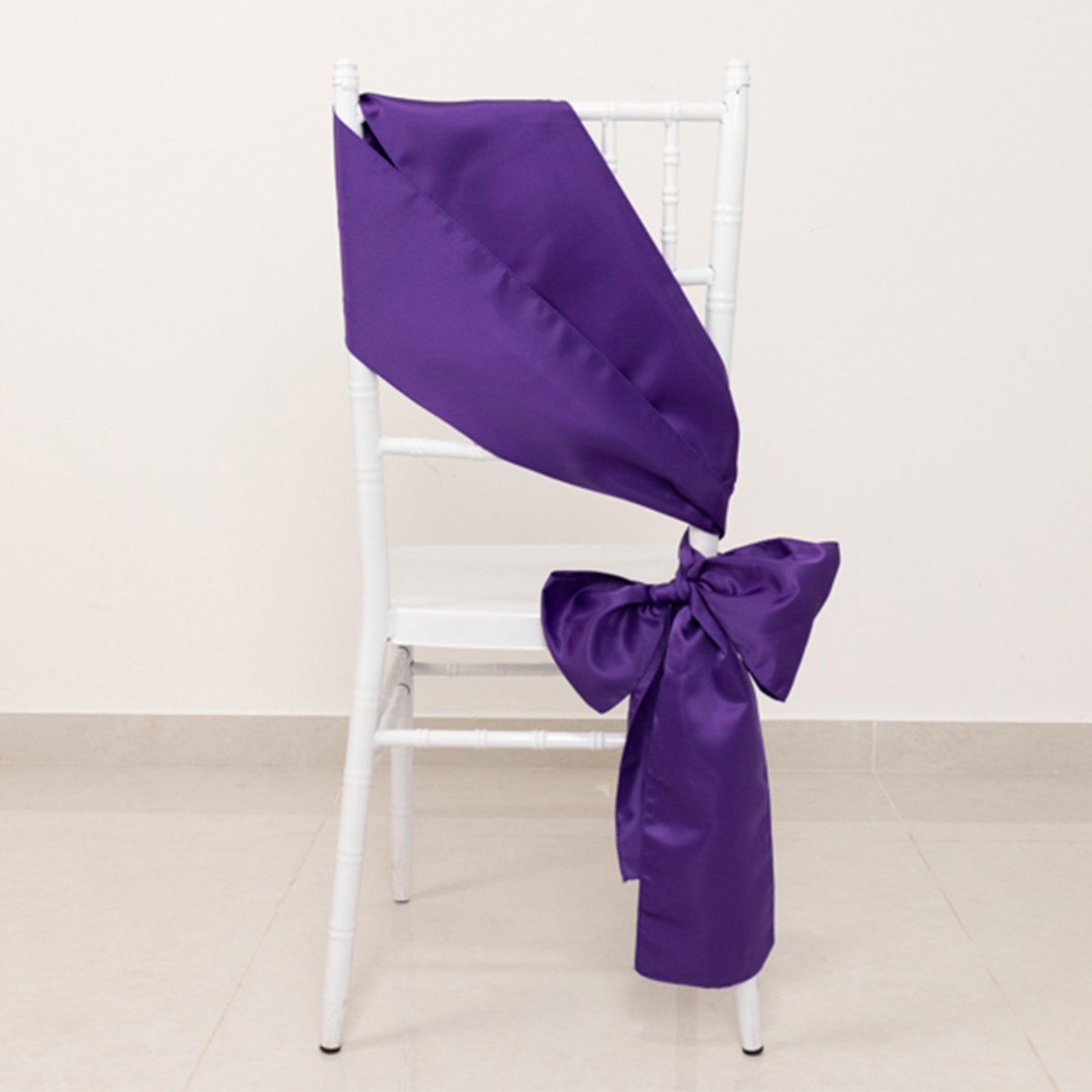 5-Piece Set of Purple Lamour Satin 6x106 Chair Sashes - Reusable Decorative Bows