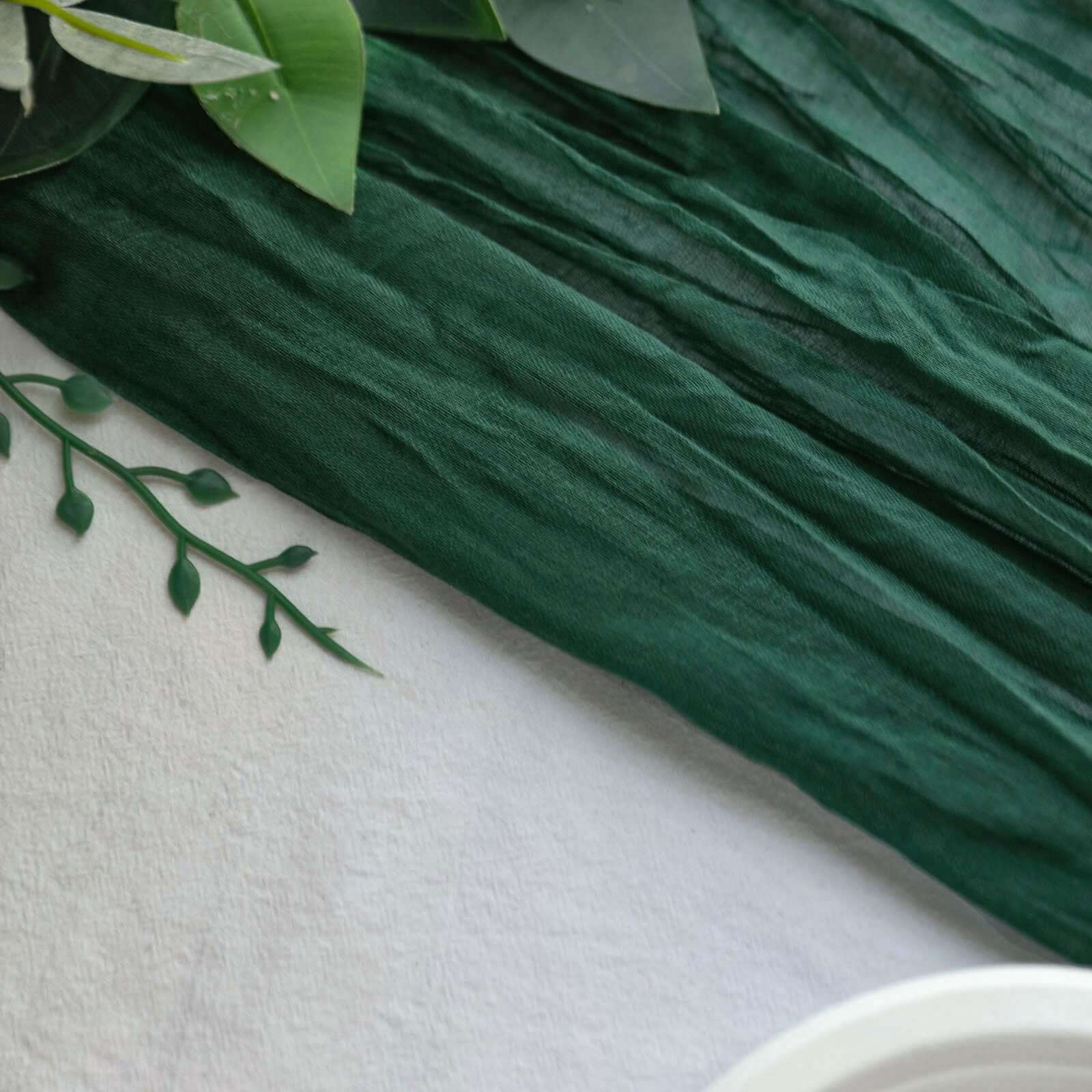 Hot Sale! 10ft Hunter Emerald Green Gauze Cheesecloth Table Runner - Rustic Boho Style