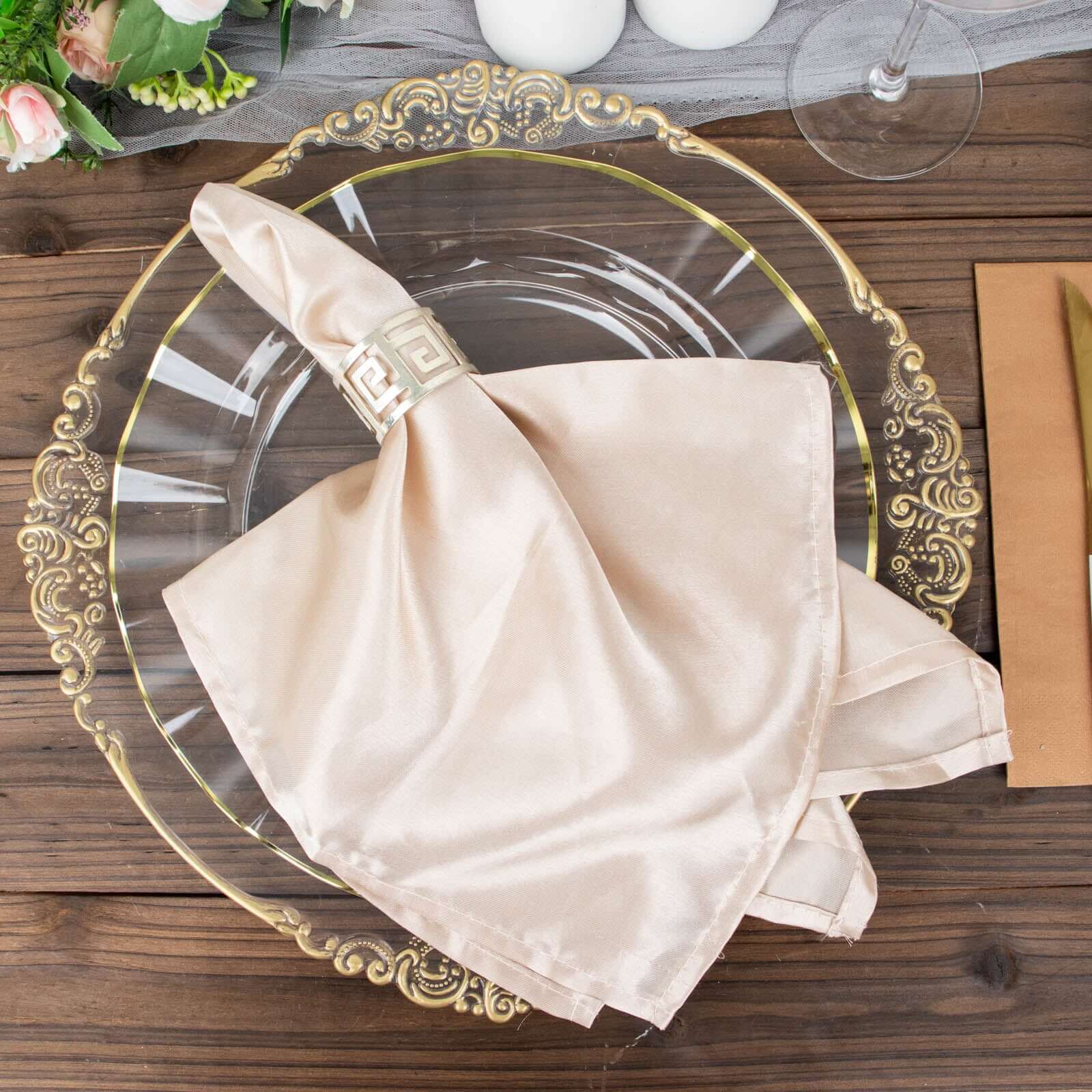 10-Pack Clear Plastic Round Dinner Plates with Gold Edging - Sturdy Disposable Delight