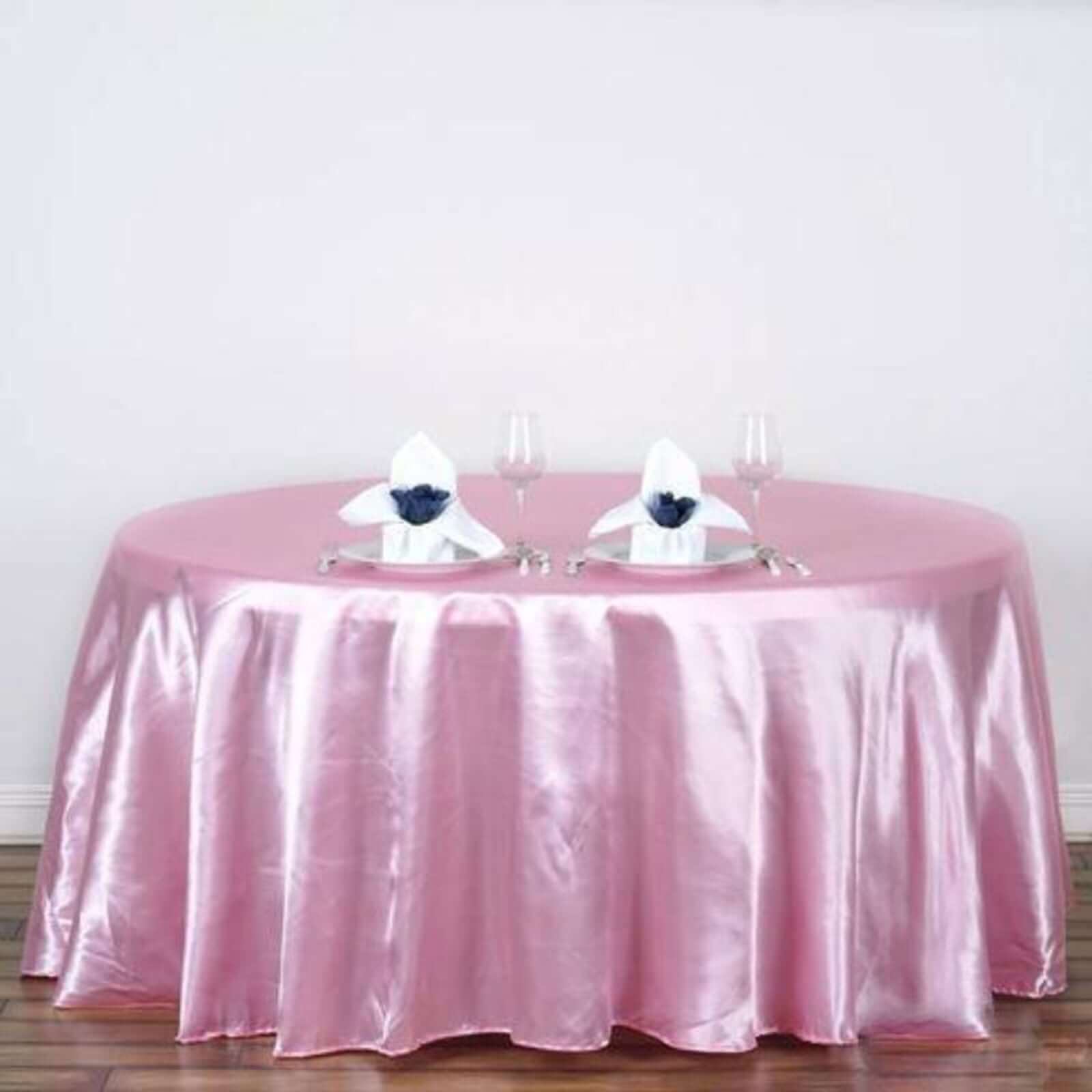 Pink Satin 120-Inch Round Seamless Tablecloth - Elegant and Stylish
