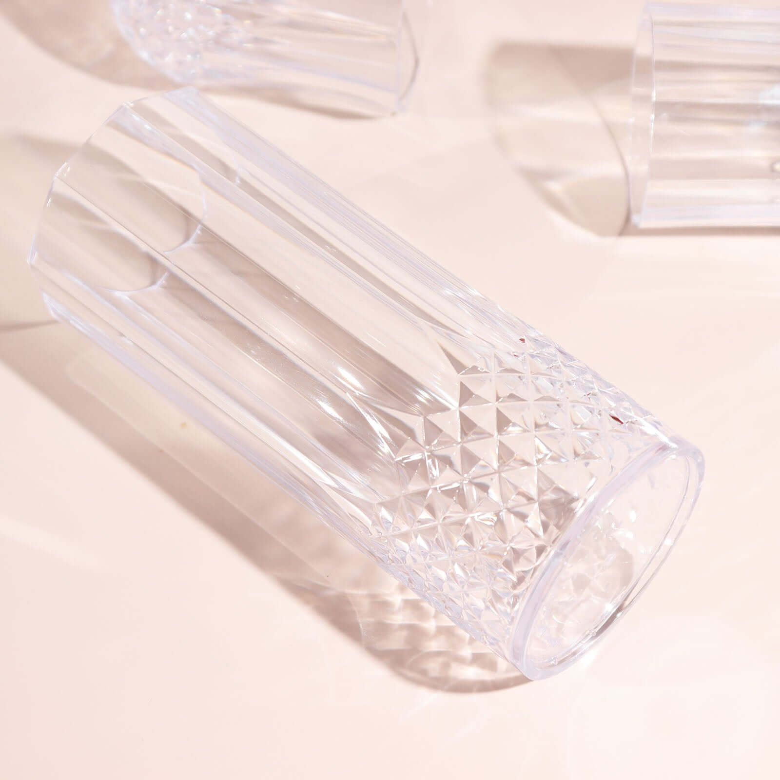 6-Pack Shatterproof 14oz Clear Plastic Highball Cocktail Tumblers with Crystal Cut Style