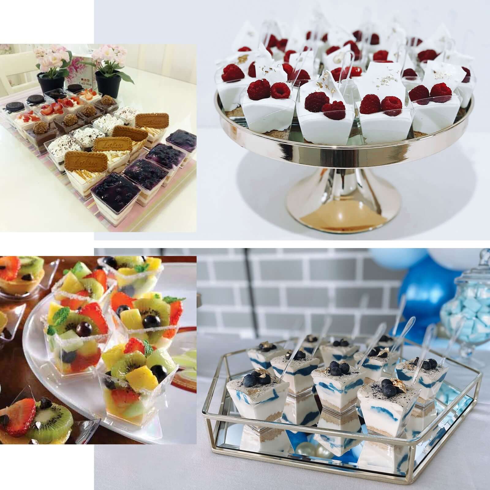 12-Piece Set of 3oz Clear Disposable Plastic Square Dessert Snack Cups