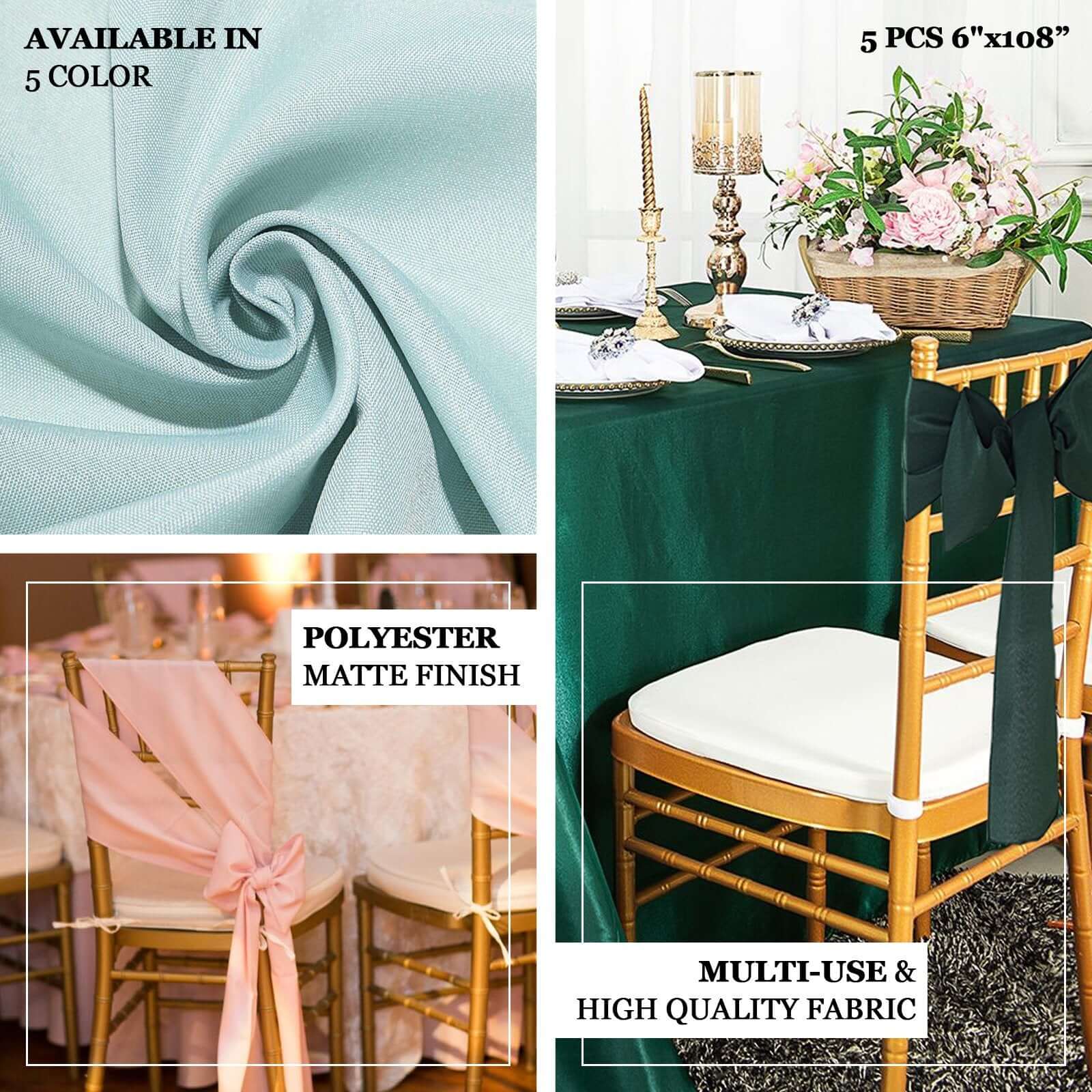 Hot Deal: 5-Pack Nude Polyester Chair Sashes 6x108