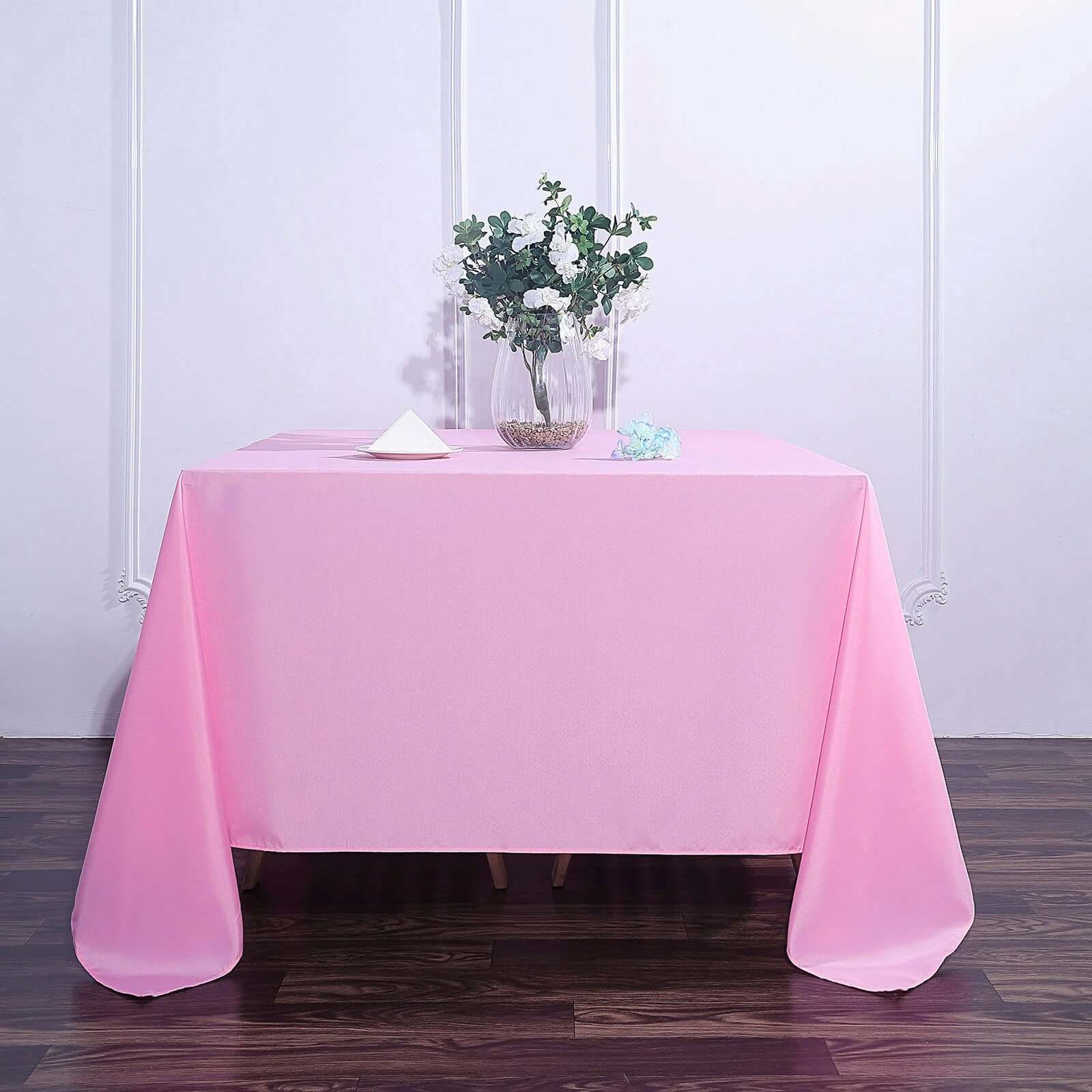 Pink 90x90 Polyester Square Tablecloth - Wrinkle-Free & Long-Lasting