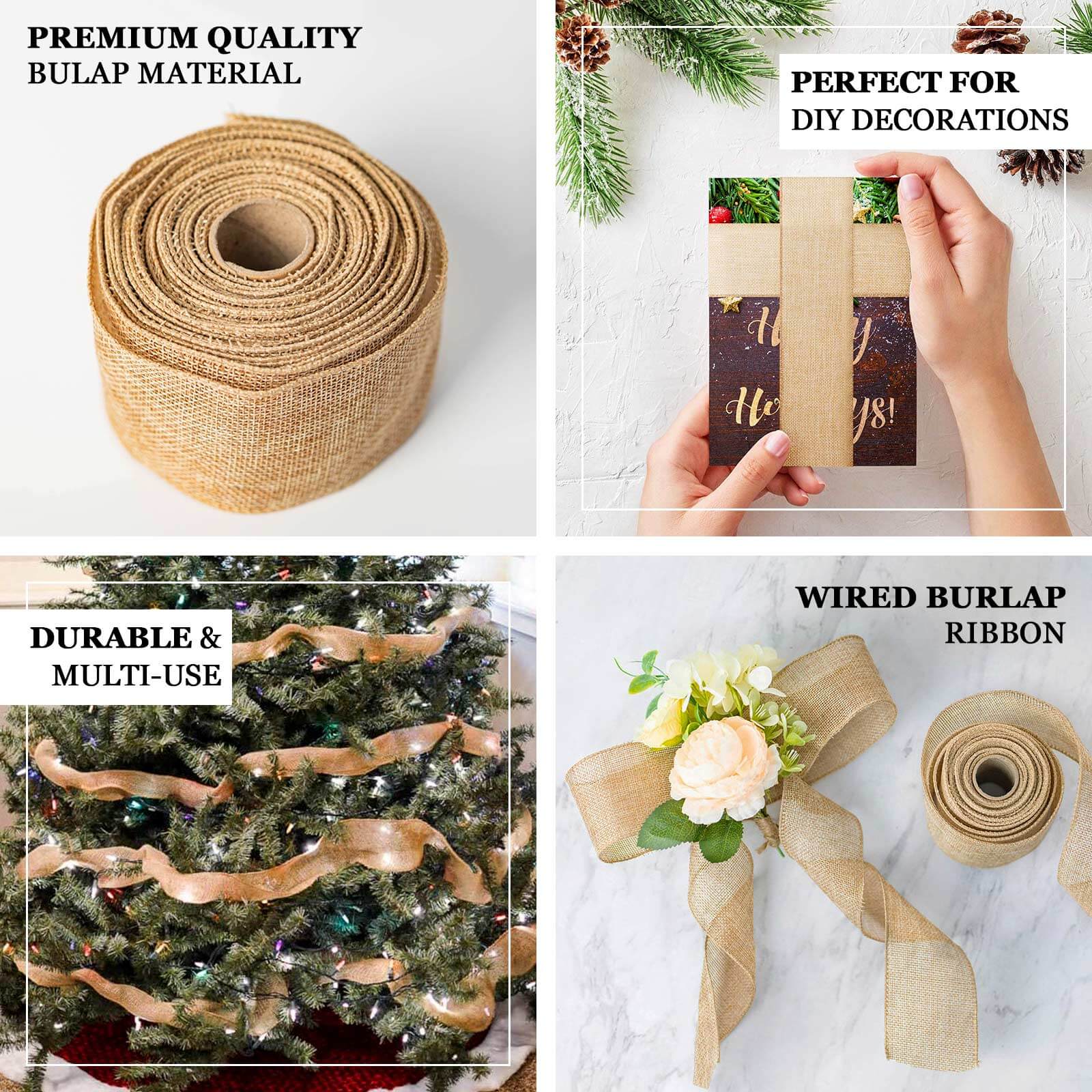 Wholesale 2.5' x 10 Yards Natural Tone Wired Burlap Ribbon - Great Deal!