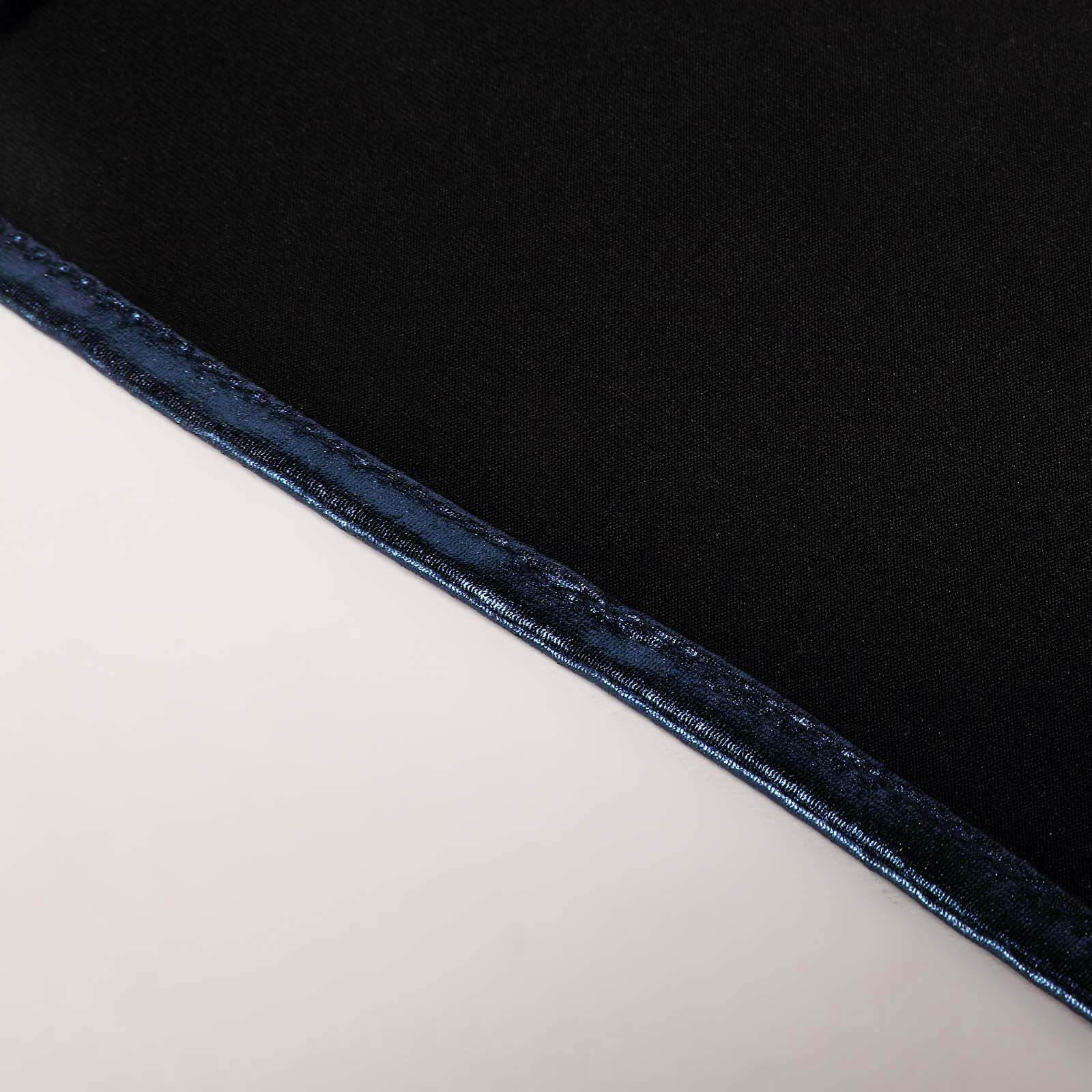 5-Pack Navy Blue Metallic Spandex Chair Sashes with Round Diamond Plastic Buckles - Ideal for Decor