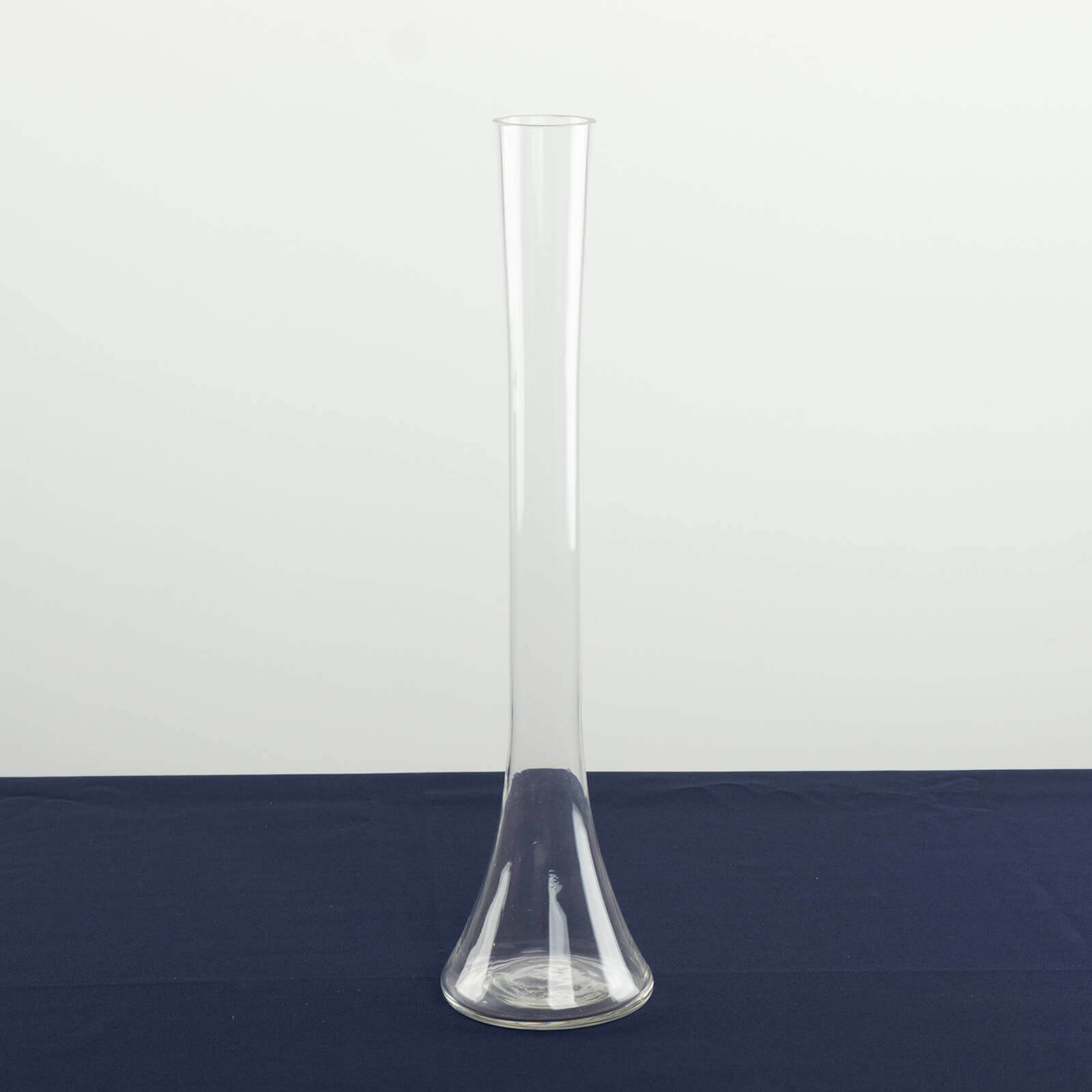 Set of 6 Clear Hand - Blown Glass Eiffel Tower Vases with Round Base, 16 Inches Tall for Weddings