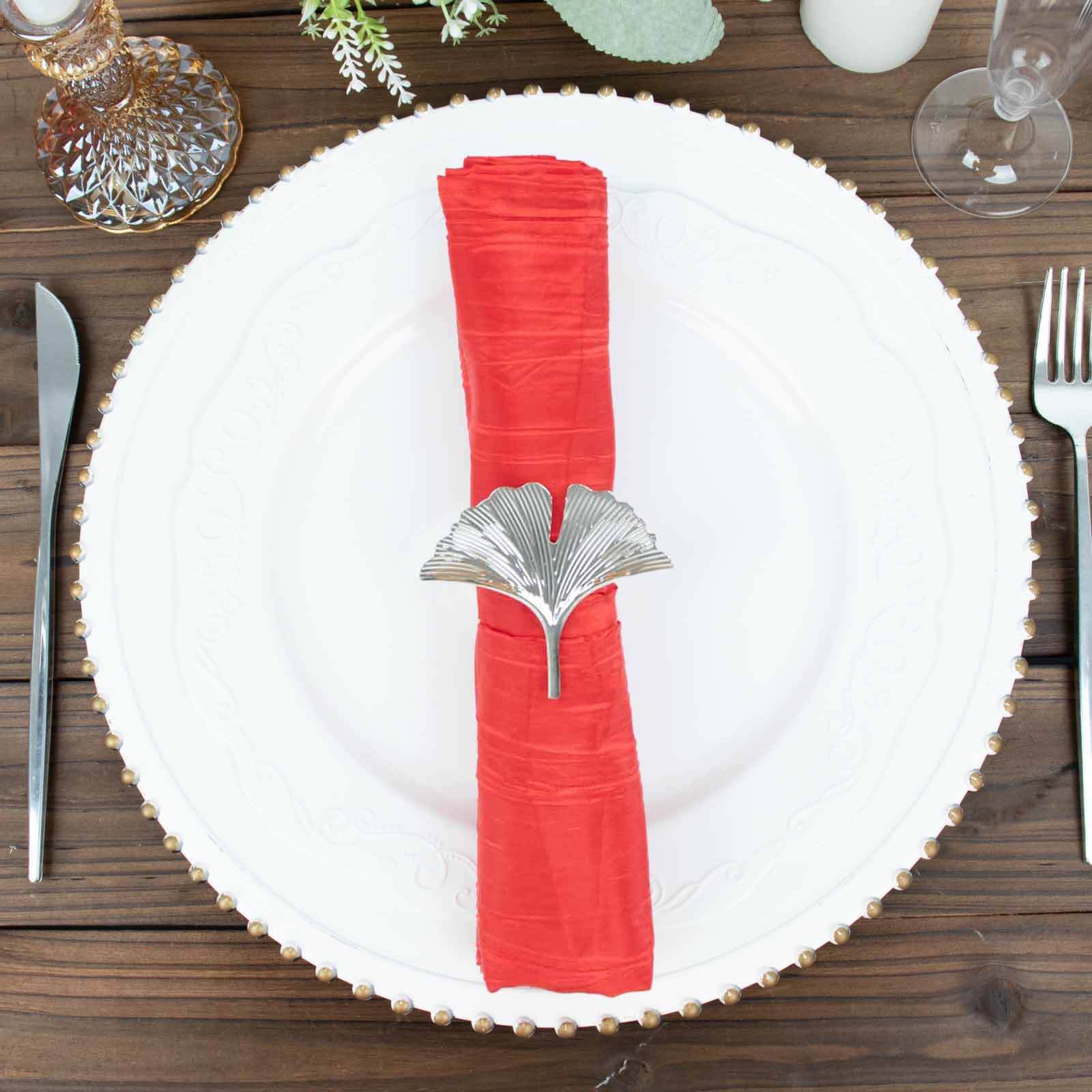 Hot Deal! 5-Pack Red 20x20 Accordion Crinkle Taffeta Dinner Napkins
