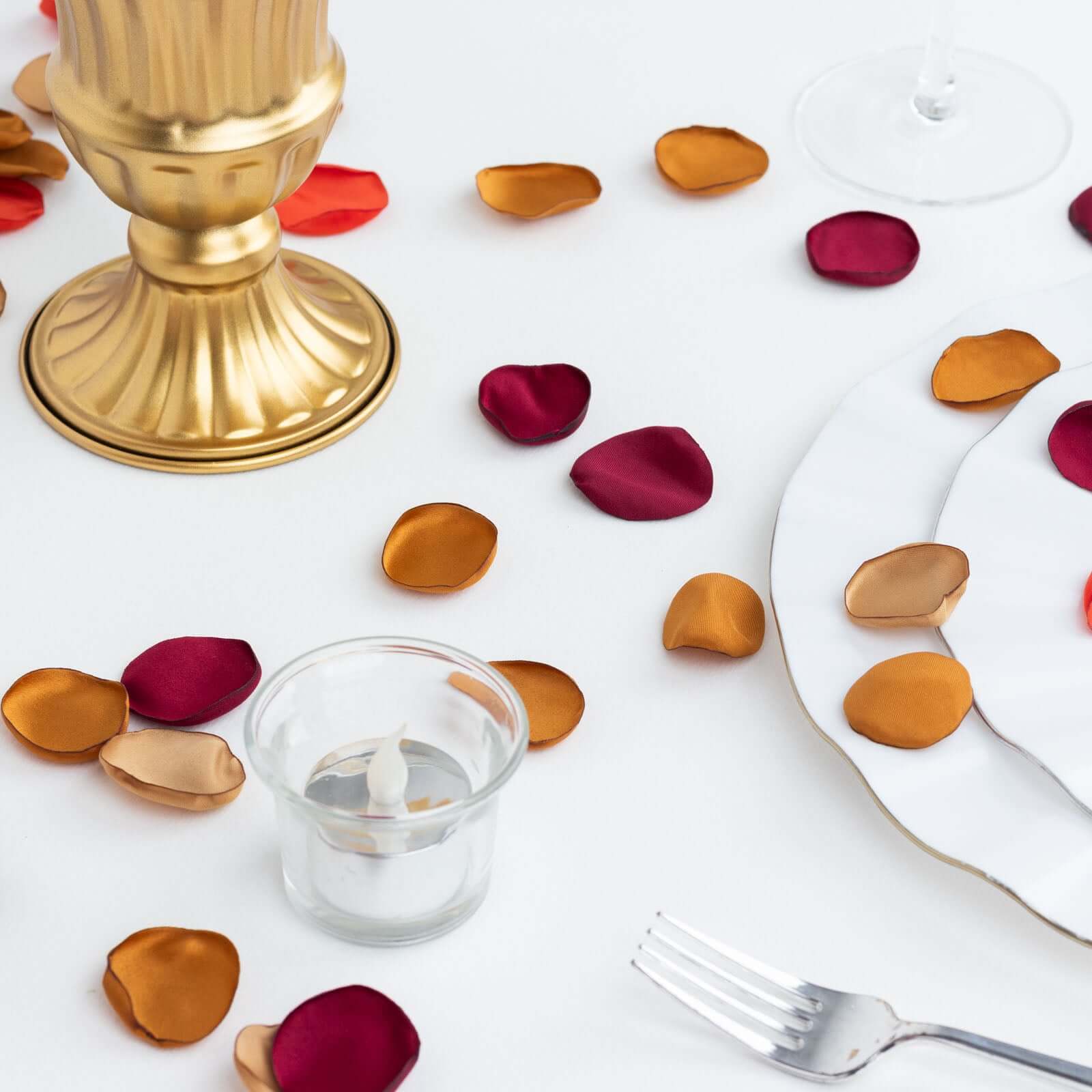 400-Pack Rose Petals Life-Like Flower Confetti Terracotta Mix Matte Silk Round - Decorative Event Table Scatters 2