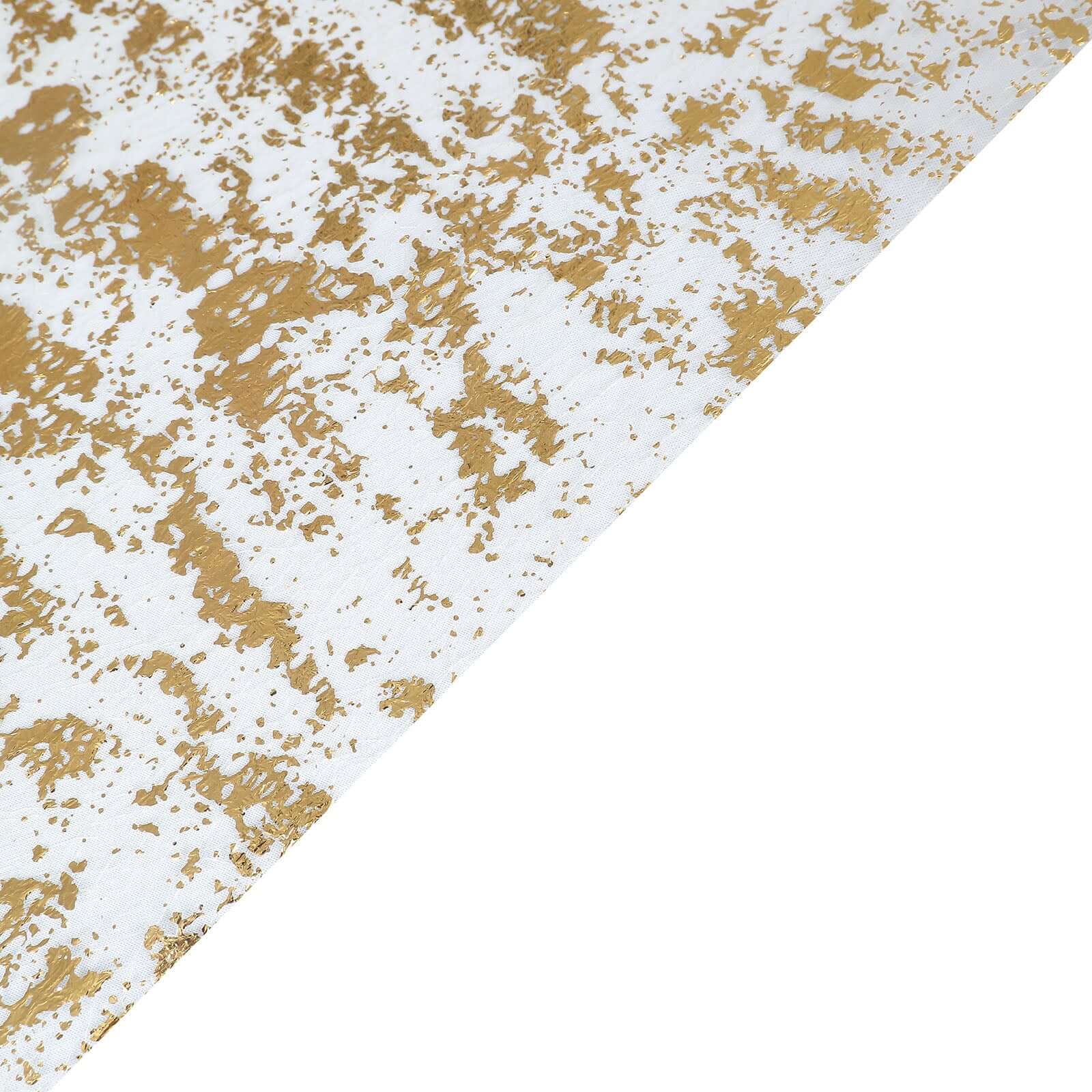 Hot! Disposable Metallic Gold Polyester Table Runner Roll with Distressed Foil Printing for Party Decor