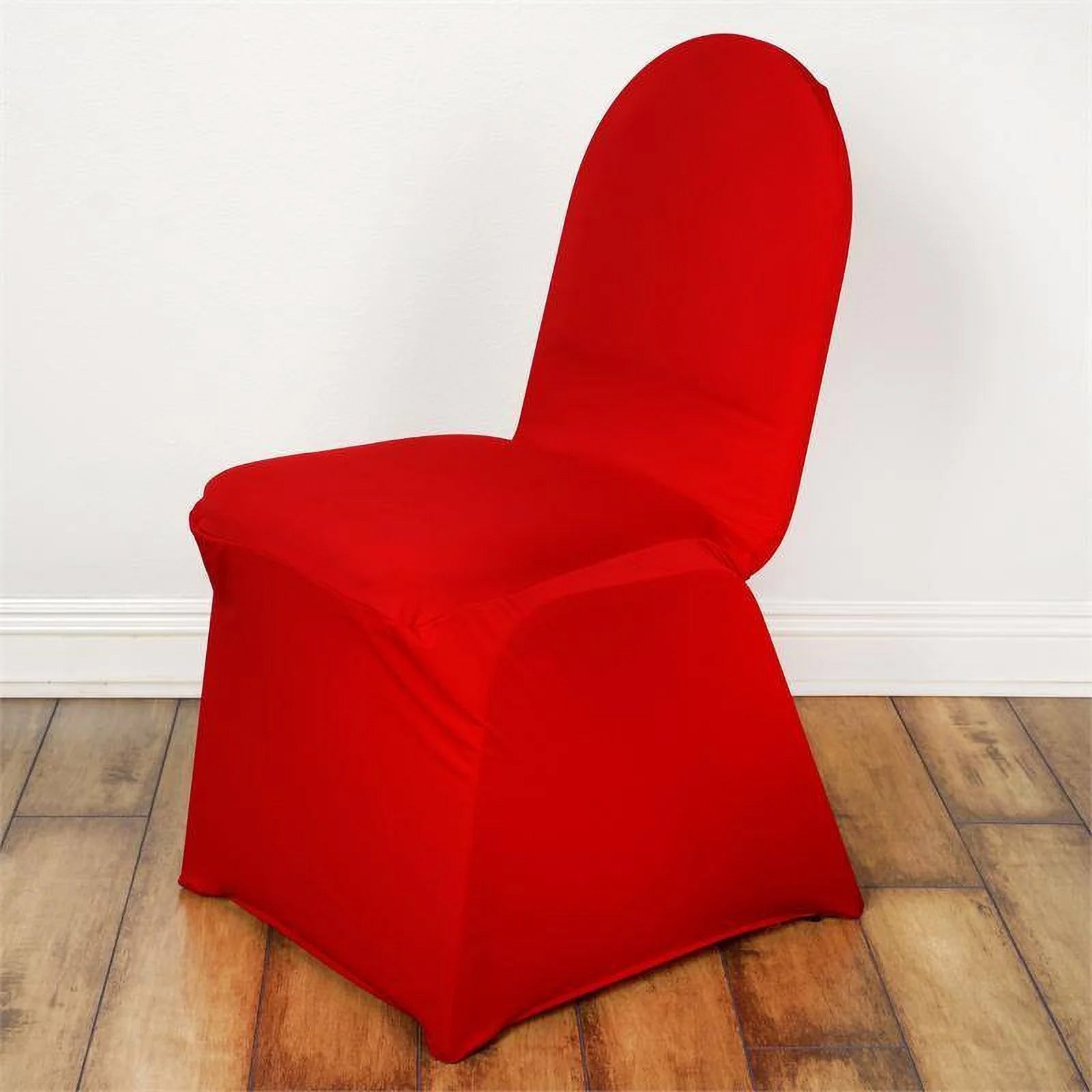 10-Pack Durable Red Spandex Stretch Slip-On Covers for Banquet Chairs - Reusable