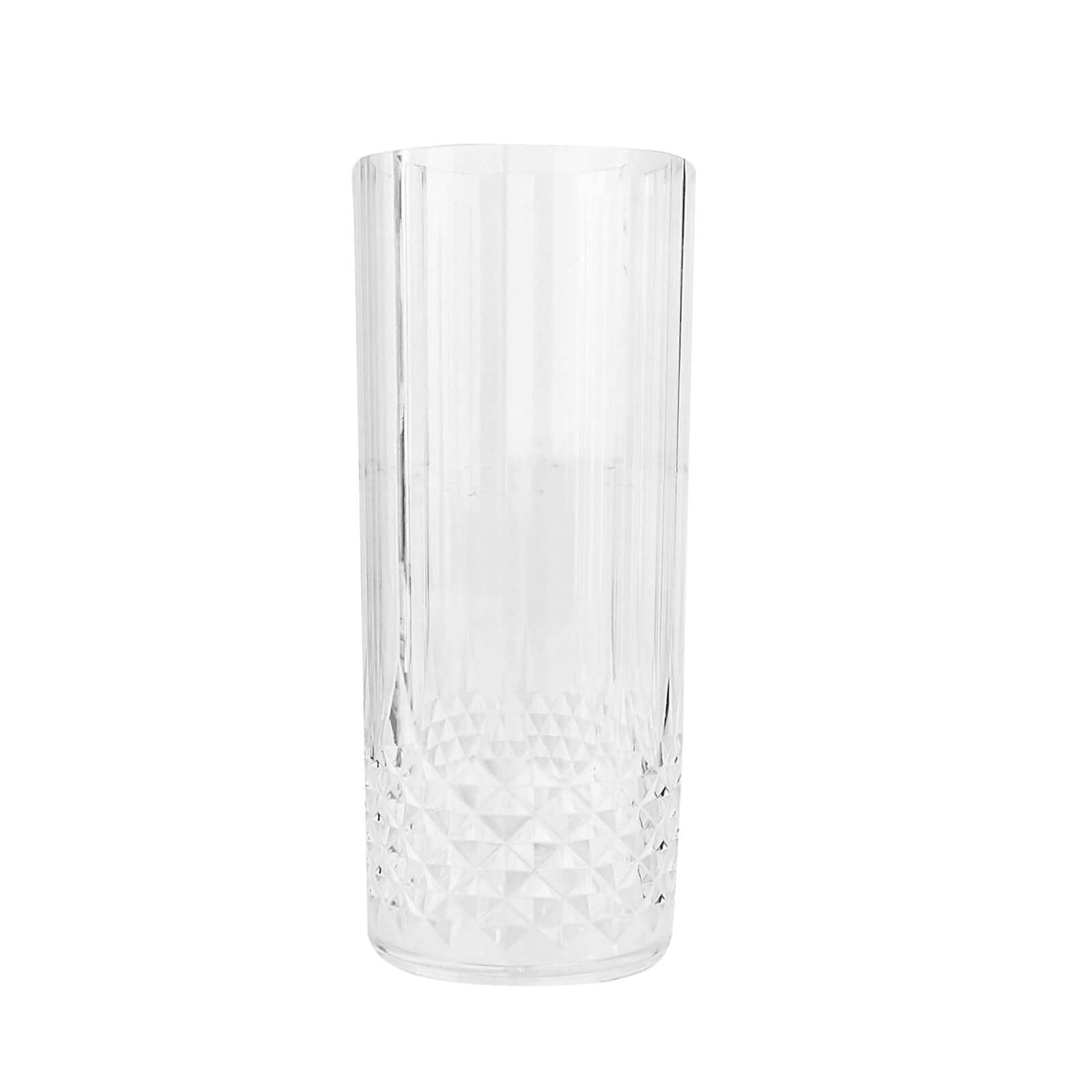 6-Pack Shatterproof 14oz Clear Plastic Highball Cocktail Tumblers with Crystal Cut Style