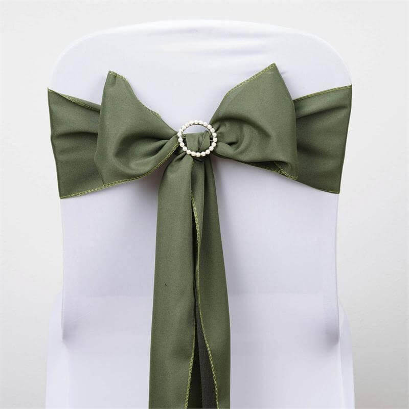 5-Piece Set of Olive Green Polyester Chair Sashes, 6x108 - Great Value!