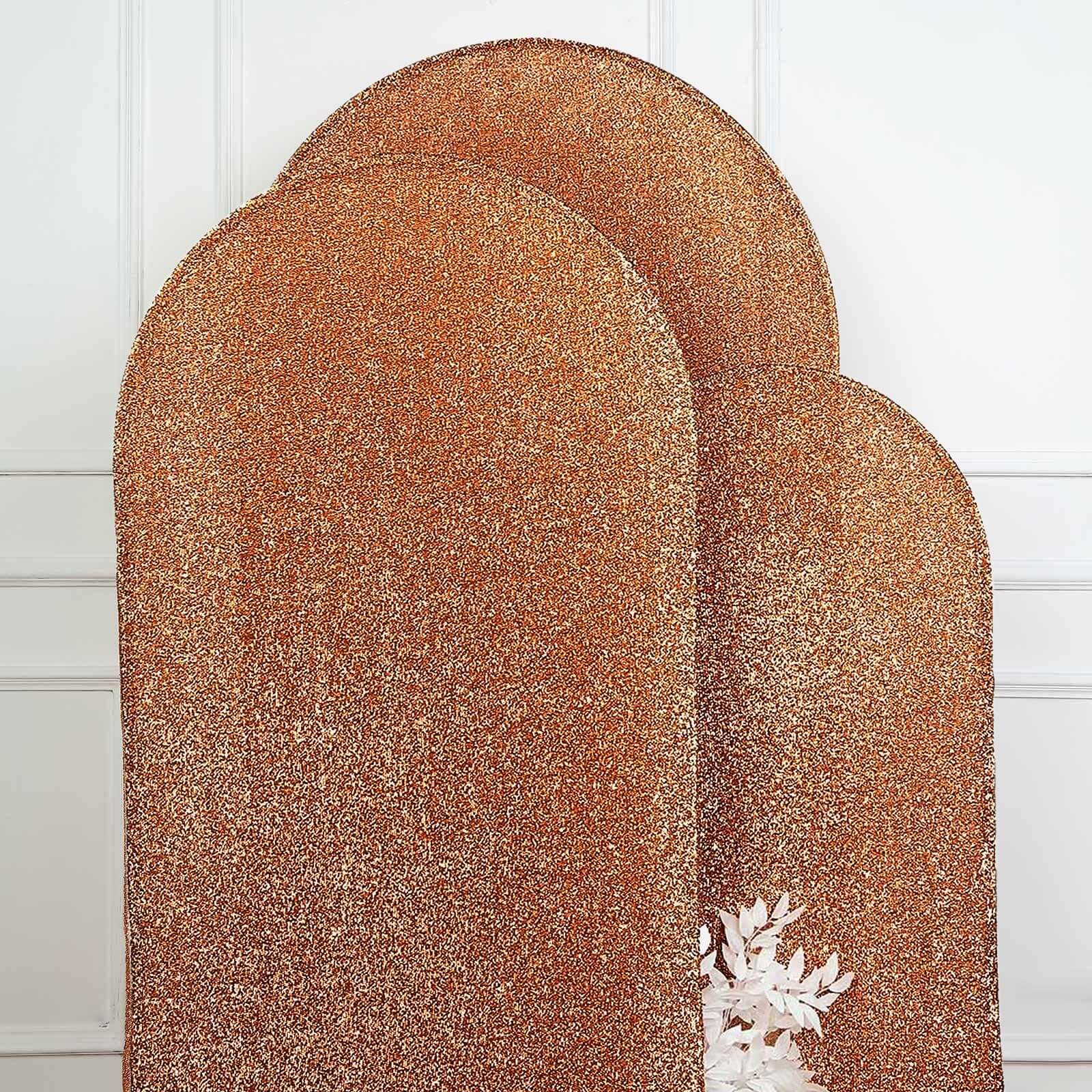 Hot Sale! 6ft Antique Gold Shimmer Tinsel Spandex Backdrop Cover for Round Top Wedding Arch