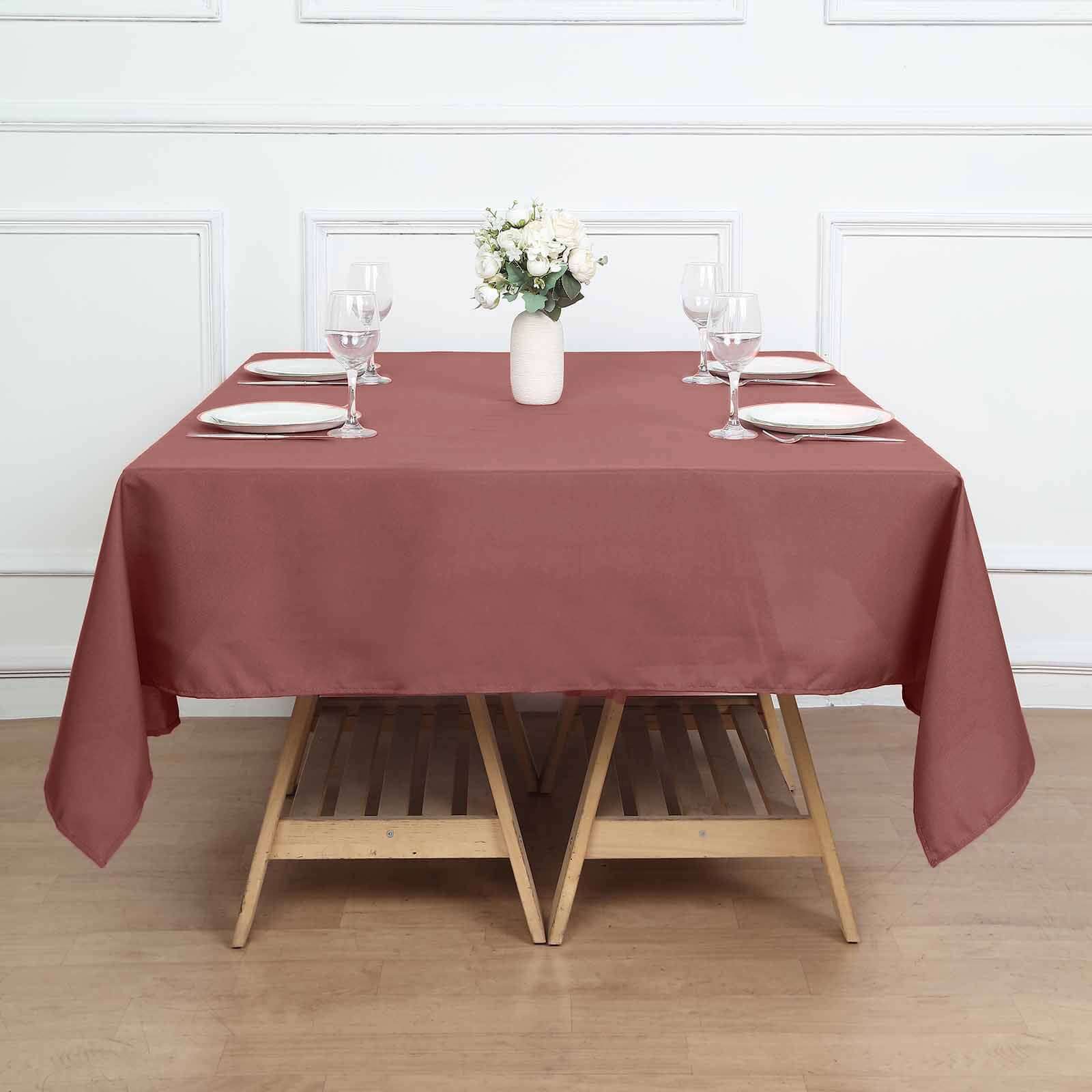 100% Polyester Cinnamon Rose 70x70 Square Tablecloth - Stain & Wrinkle Resistant