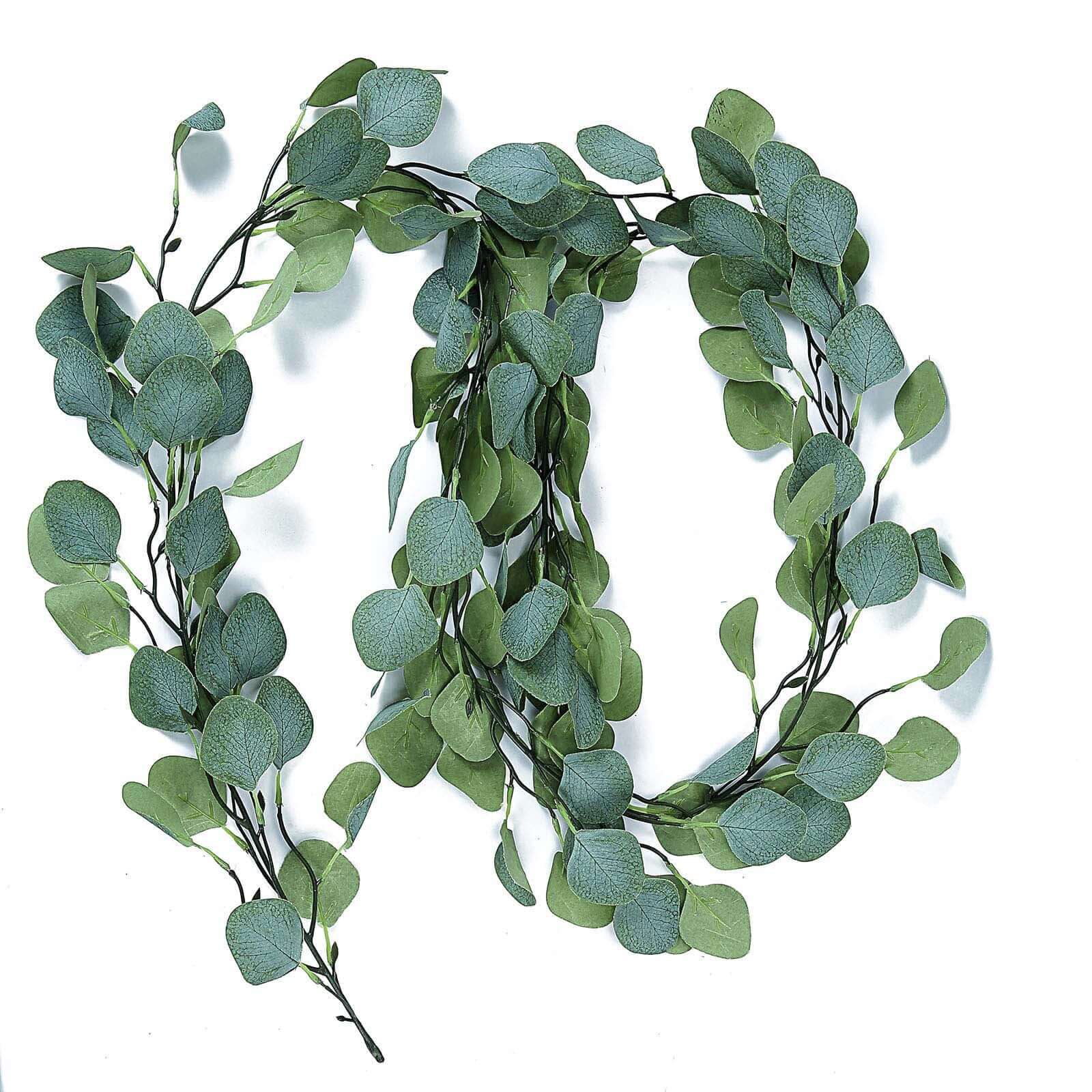 6.5ft Frosted Green Artificial Silk Eucalyptus Leaf Garland for Decorative Use