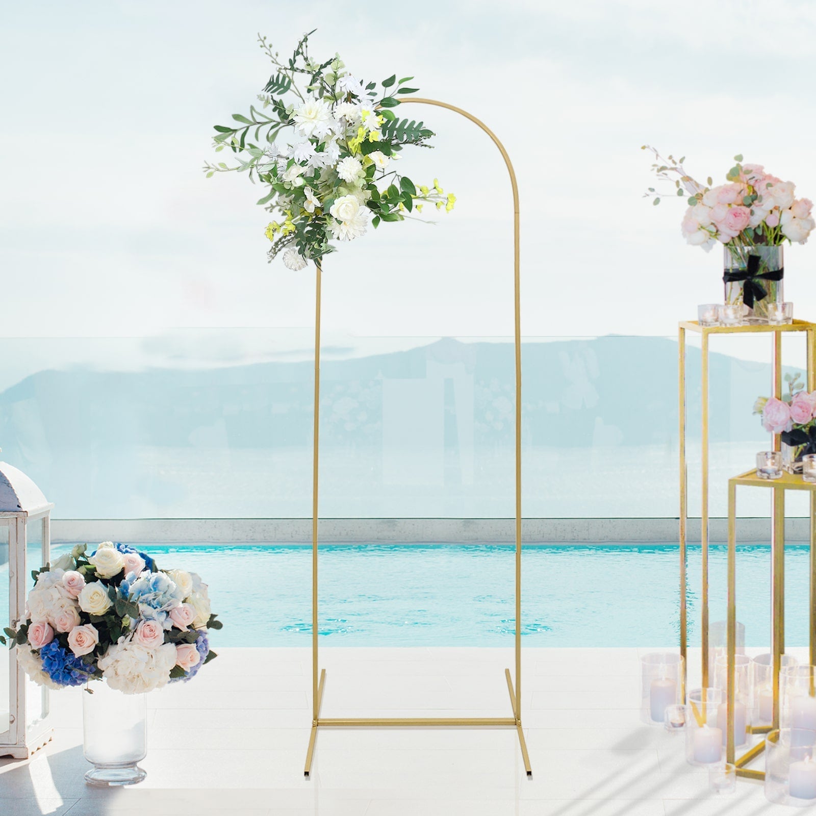 6ft Gold Metal Round Top Wedding Arch - Ideal for Ceremonies & Photos