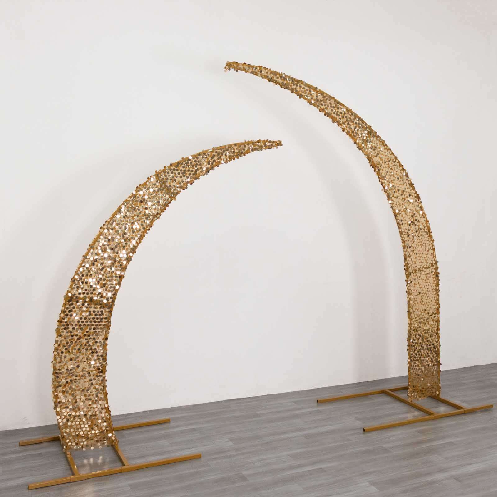 Sparkly 2-Piece Gold Payette Sequin Wedding Arch Covers - 6.5ft & 8ft