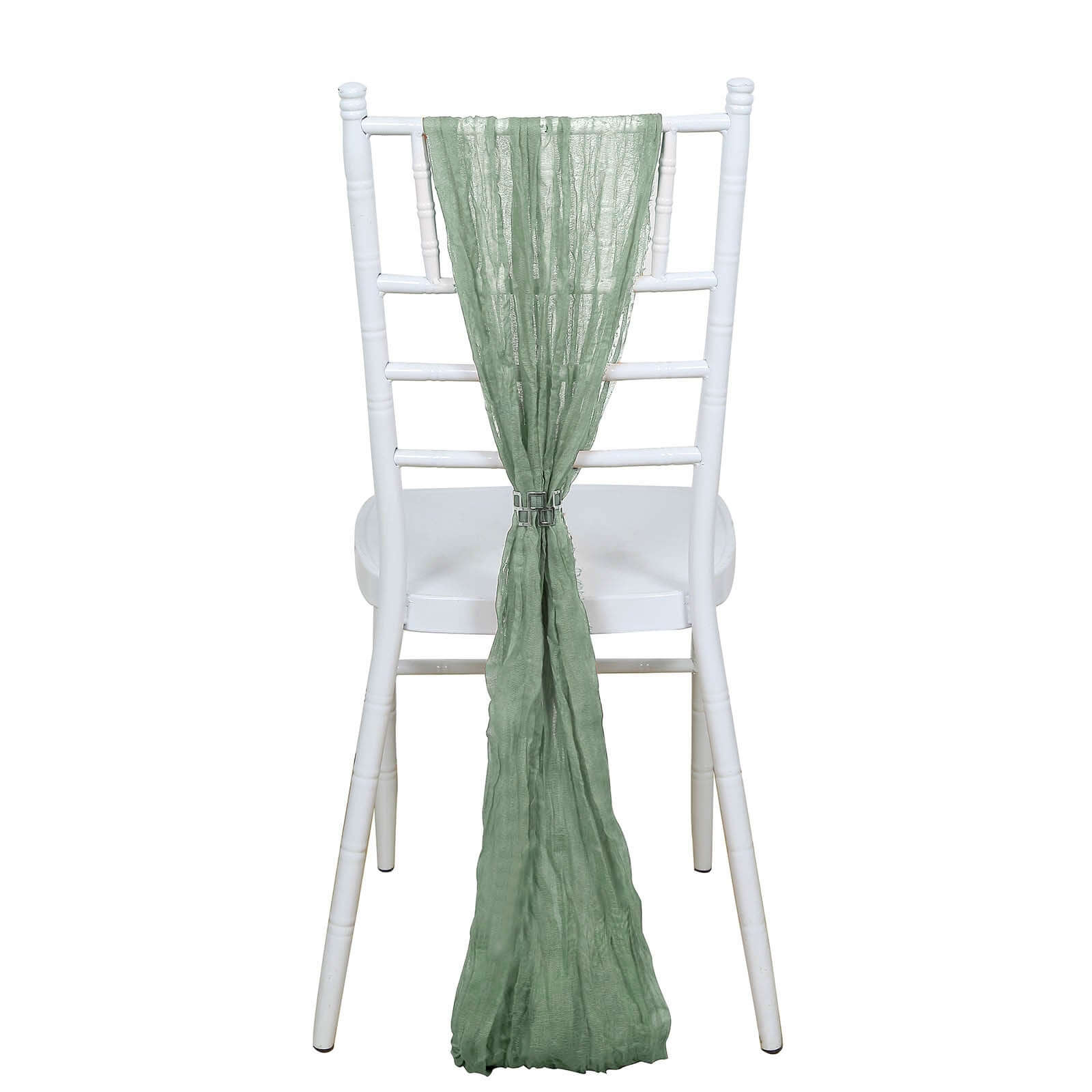 Set of 5 Dusty Sage Green Cheesecloth Chair Sashes, 16x88 Boho Decor