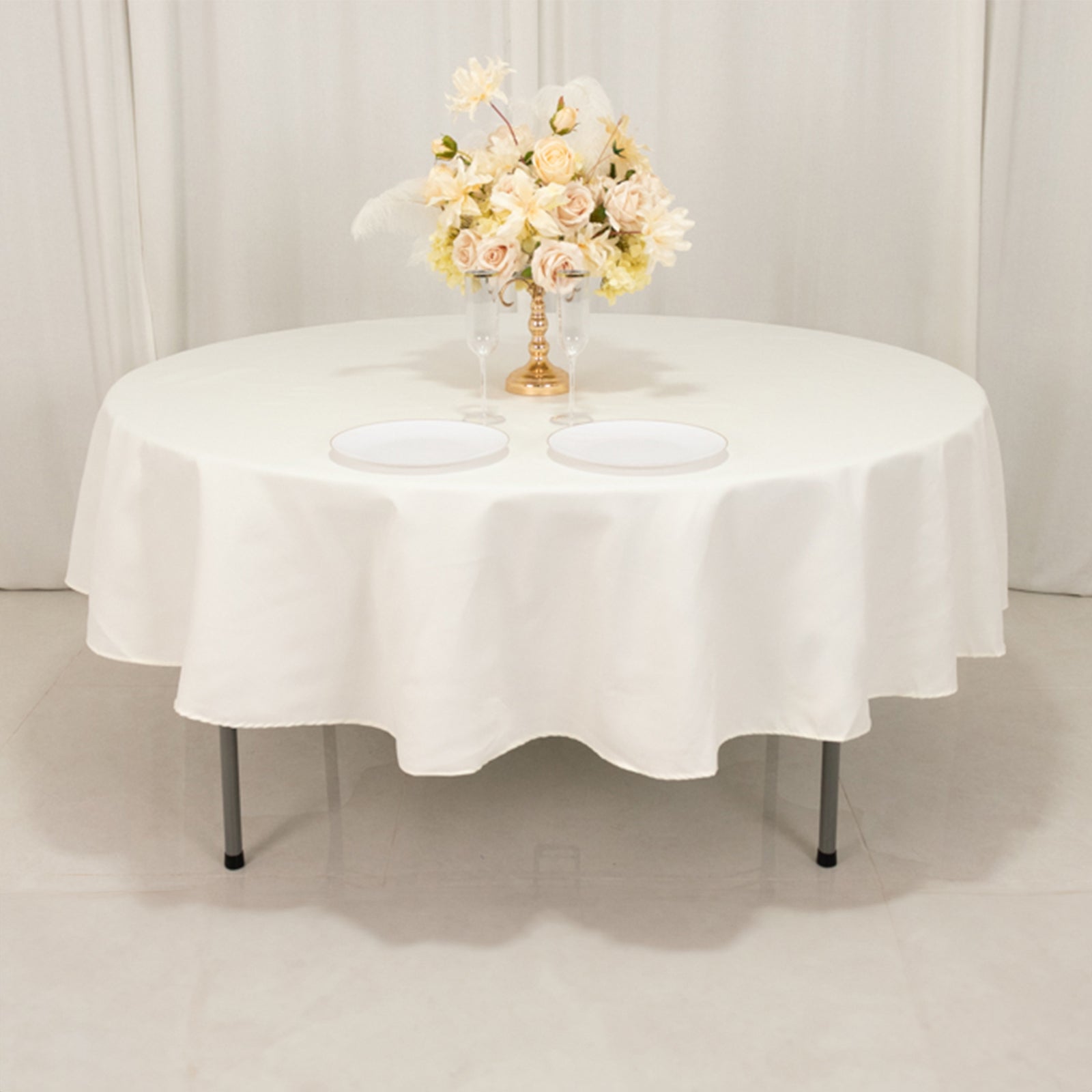 Hot! 90" Wrinkle-Resistant Ivory Cotton Blend Round Tablecloth