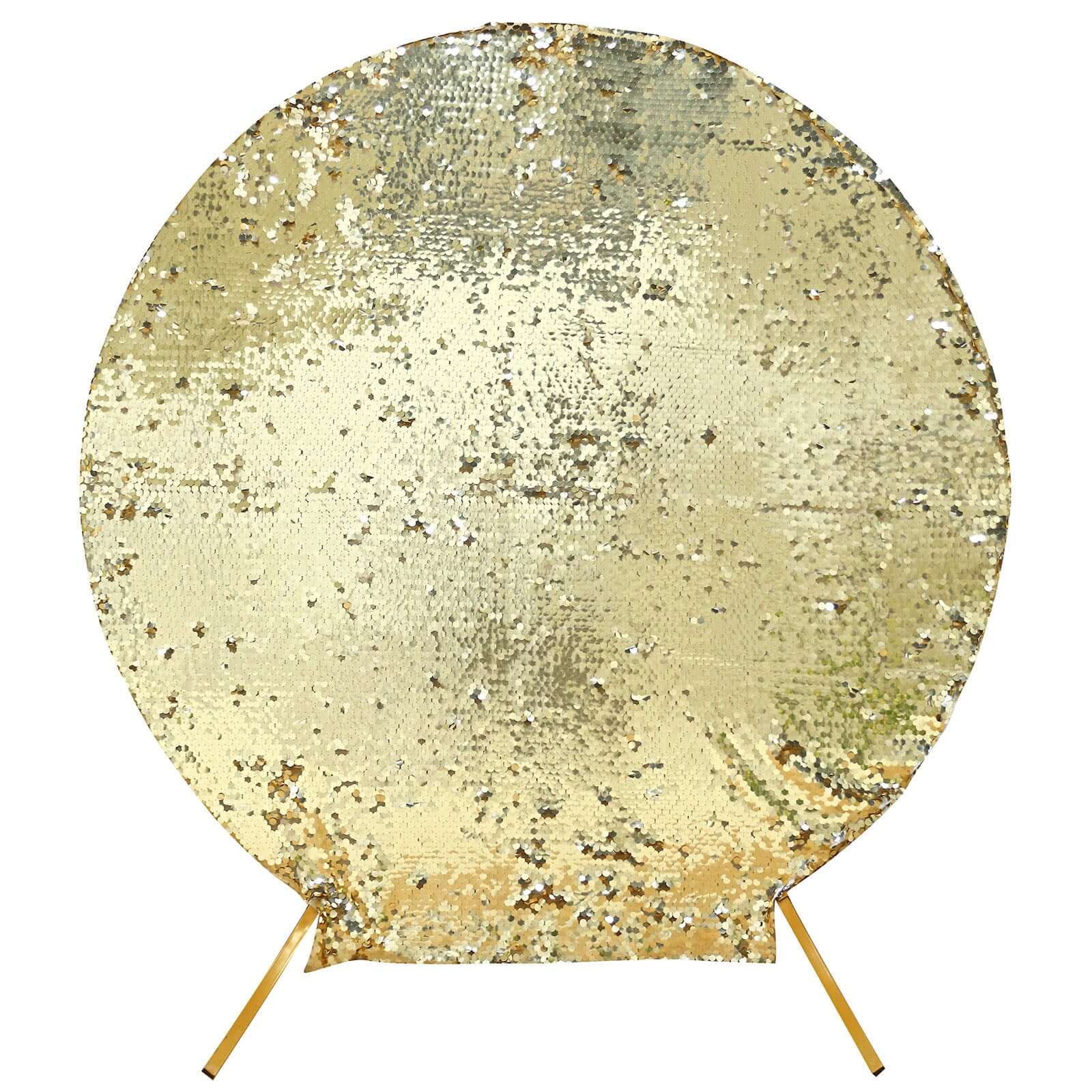 7.5ft Champagne Sparkly Double-Sided Payette Sequin Wedding Arch Backdrop Cover - Perfect for Events