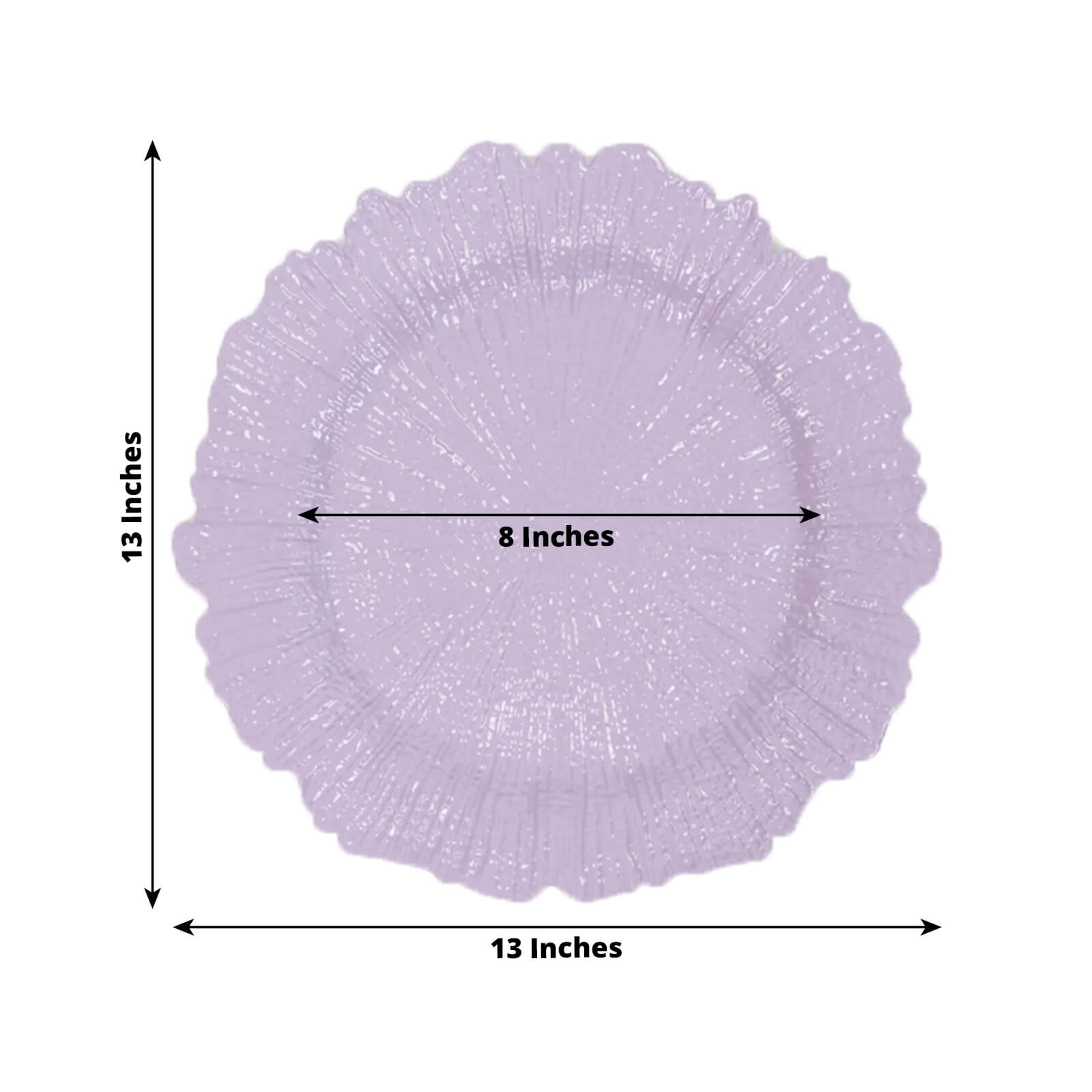 Hot Sale! 6-Piece Set of 13-Inch Lavender Lilac Round Acrylic Plastic Dinner Charger Plates with Reef Design