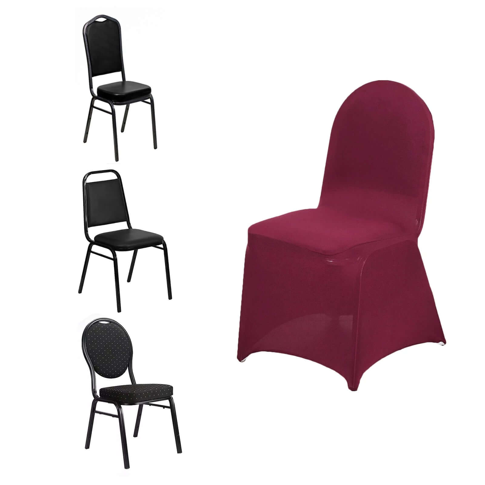 Hot Sale! Burgundy Spandex Stretch Slip-On Chair Cover for Banquet Chairs - 160GSM Premium Fabric