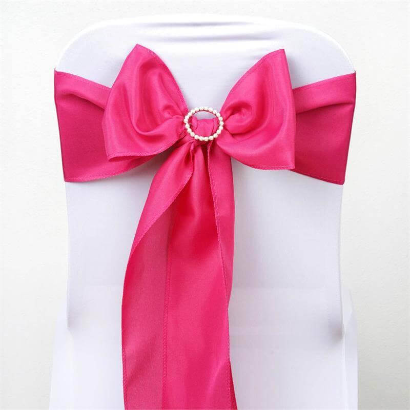 Set of 5 Fuchsia Polyester Chair Sashes, 6x108 inches