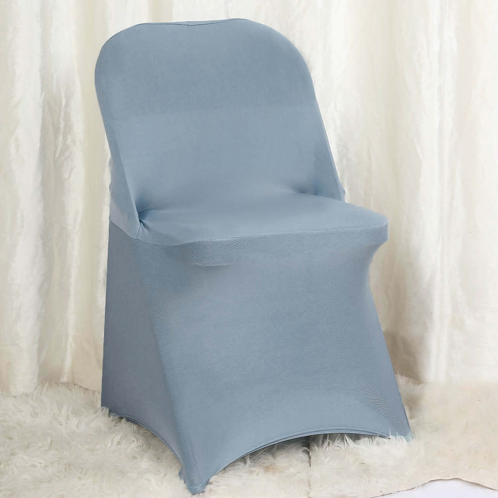 Reusable Dusty Blue Stretch Spandex Chair Cover for Folding Chairs - 160GSM Wrinkle-Resistant Slipcover