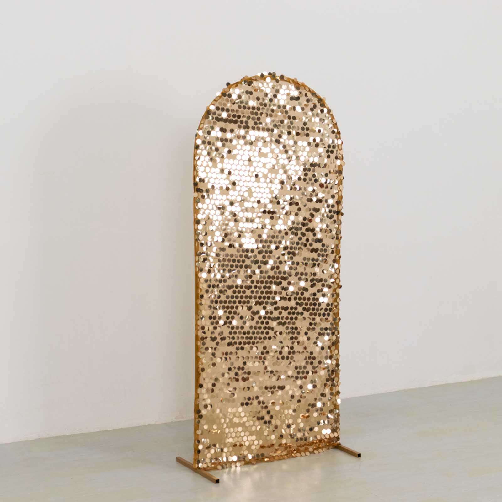5ft Sparkly Gold Sequin Fitted Cover for Round Top Wedding Arch - Premium Deal