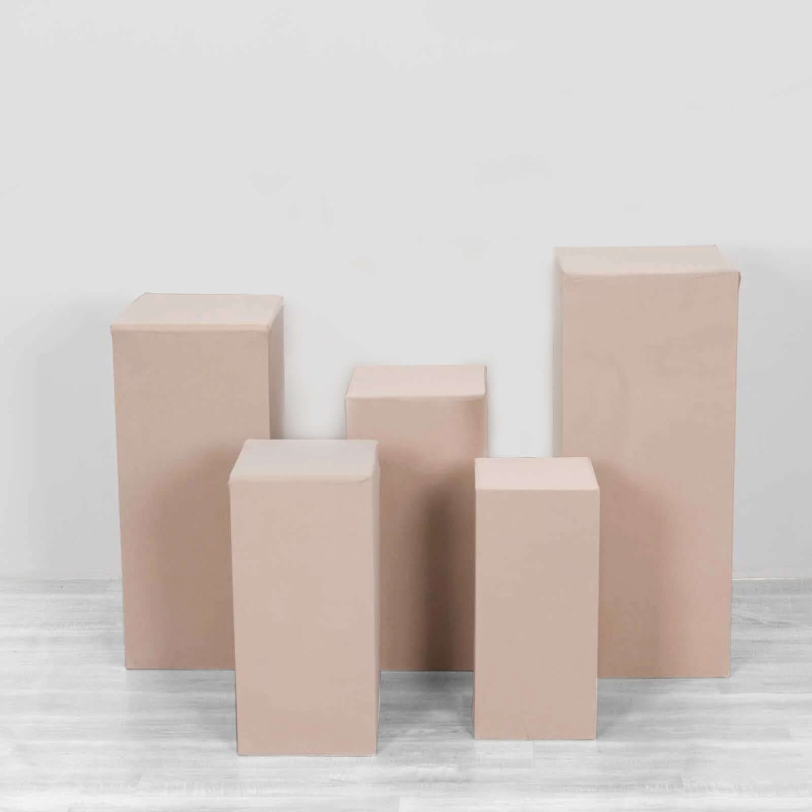 5-Piece Set of Stretchable Nude Spandex Rectangle Pedestal Stand Covers - 160 GSM