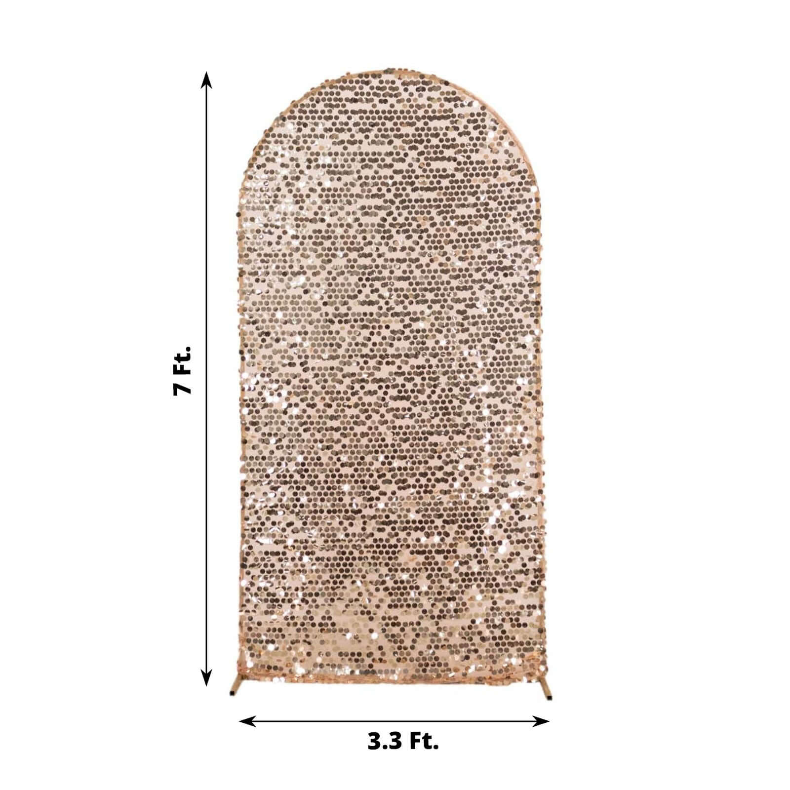 Sparkly 7ft Rose Gold Payette Sequin Fitted Cover for Round Top Wedding Arch - Ideal Decor!