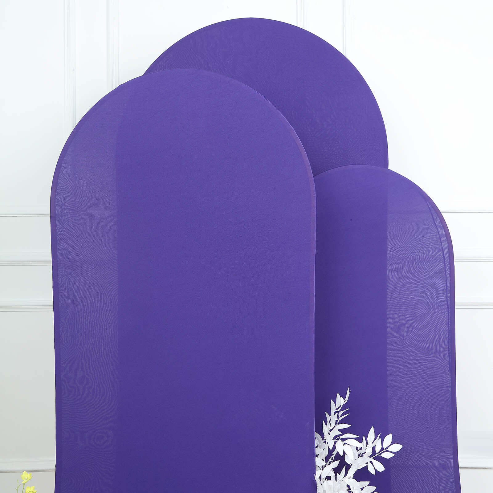 3-Piece Matte Purple Spandex Fitted Covers for 5ft, 6ft, 7ft Round Top Chiara Wedding Arch Stands