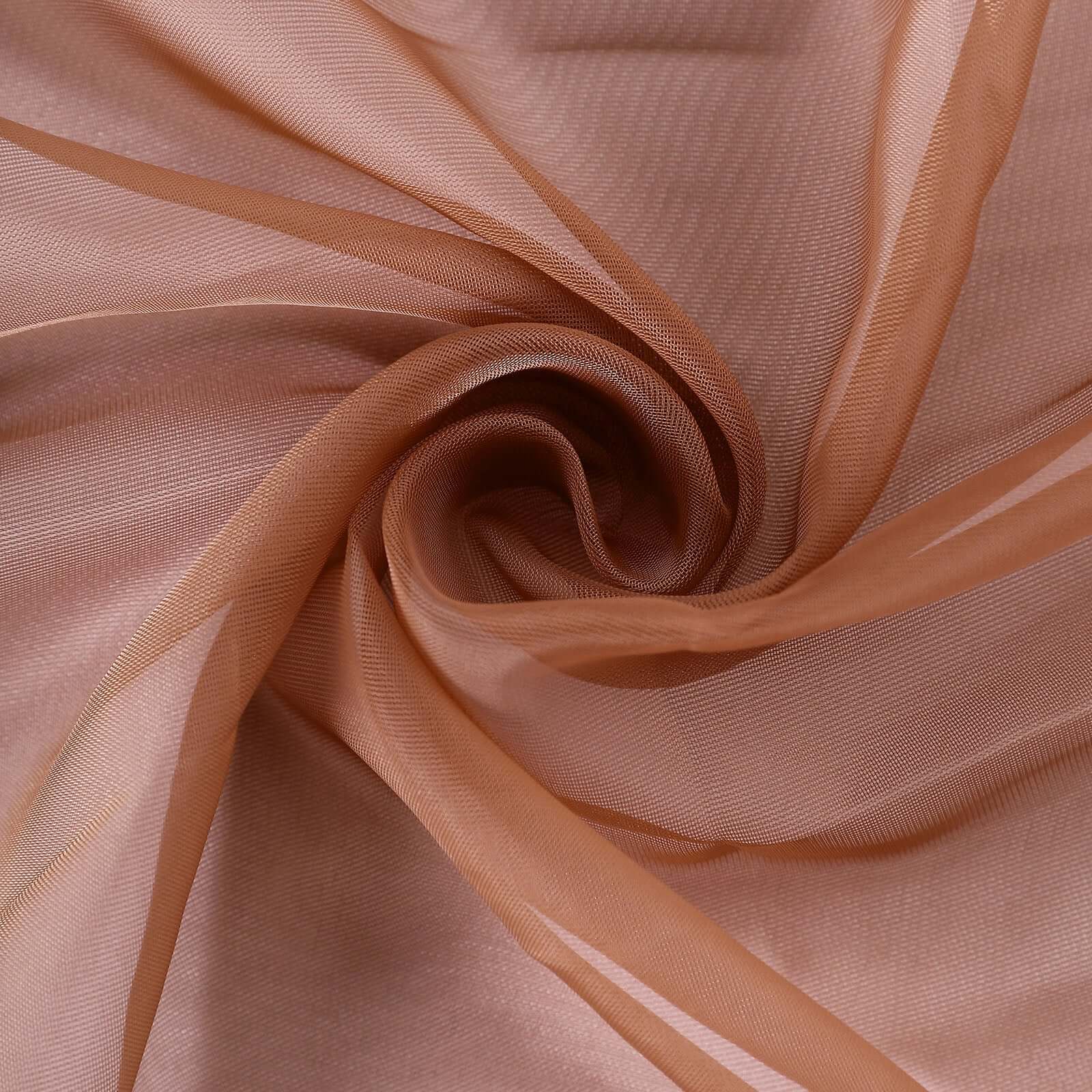 Stylish Terracotta (Rust) Chiffon Chair Sashes Set with Willow Ruffles Design
