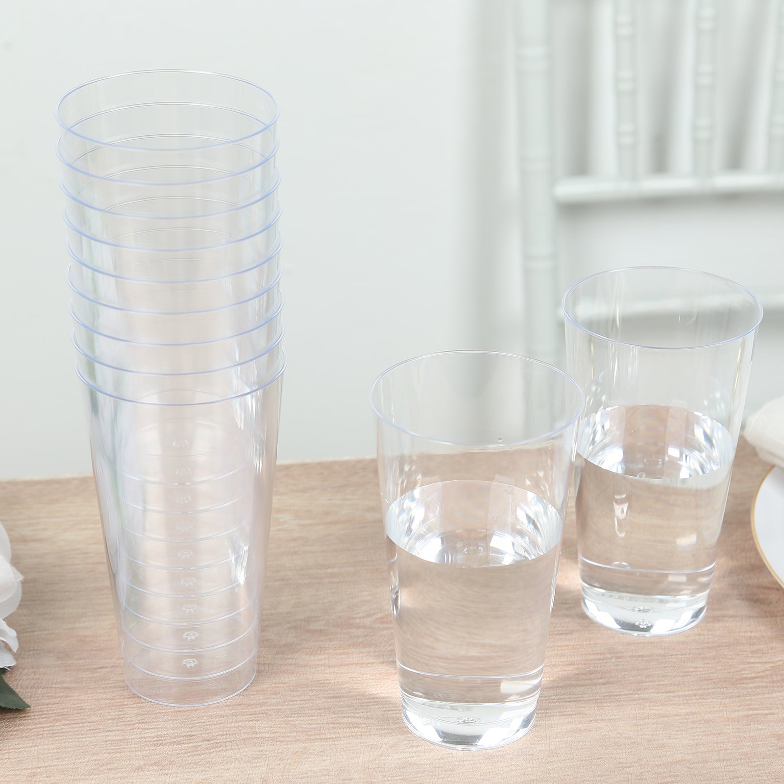 12-Pack Clear Plastic Disposable Party Cups - 17oz Durable Tumblers for Drinks