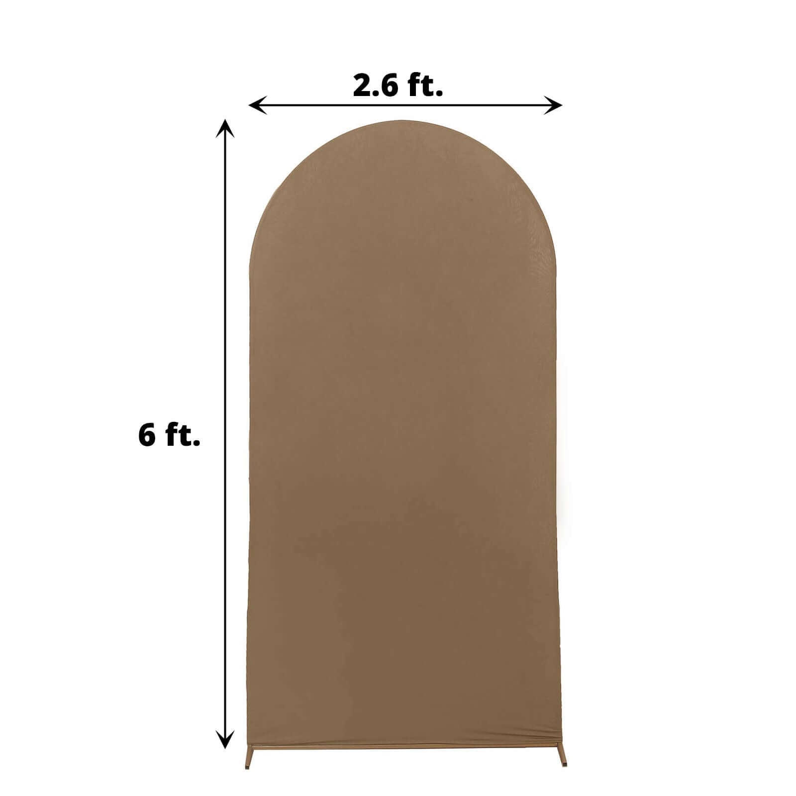 6ft Double-Sided Matte Taupe Spandex Fitted Cover for Round Top Wedding Arch Stand