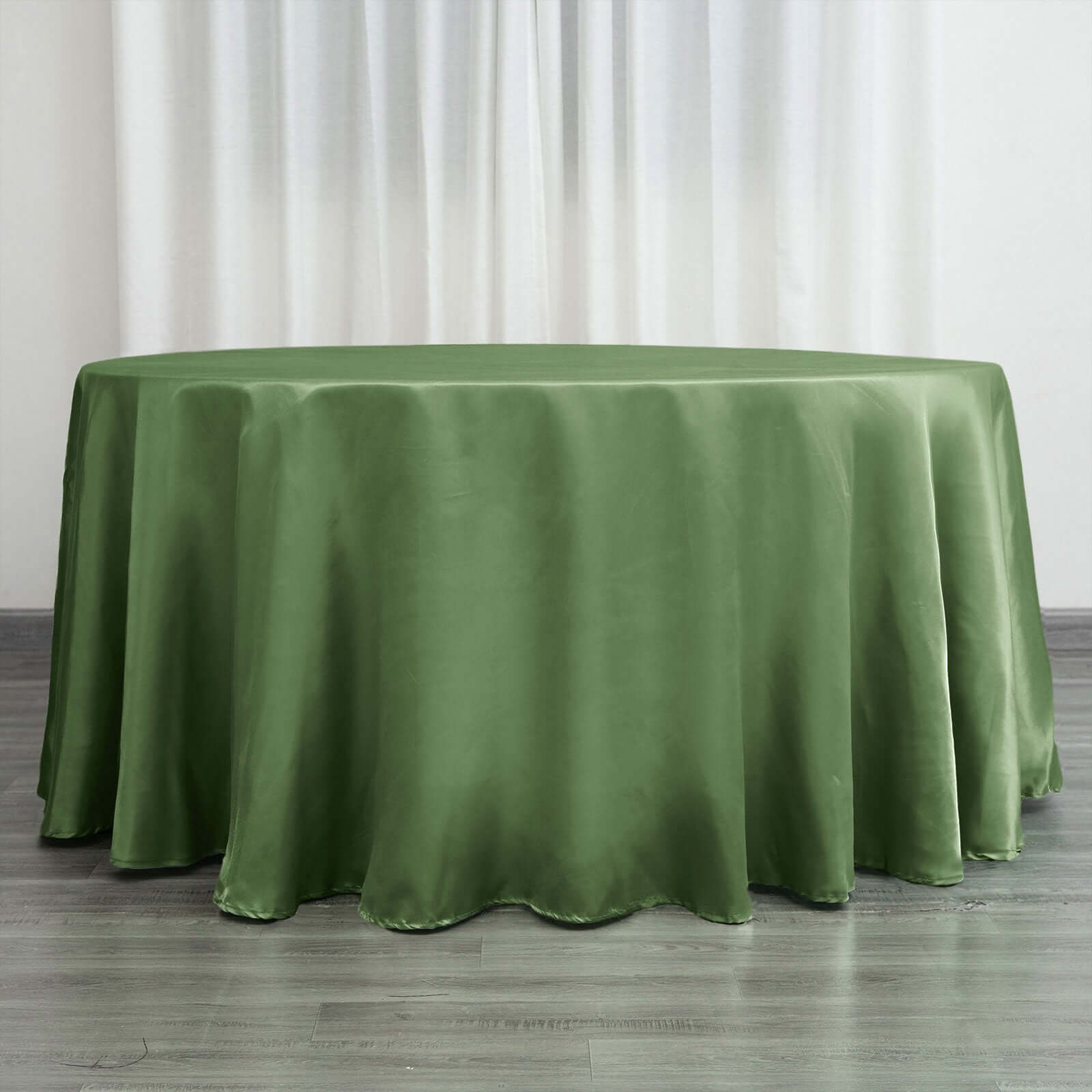 Stylish Seamless Olive Green Satin 120-Inch Round Tablecloth