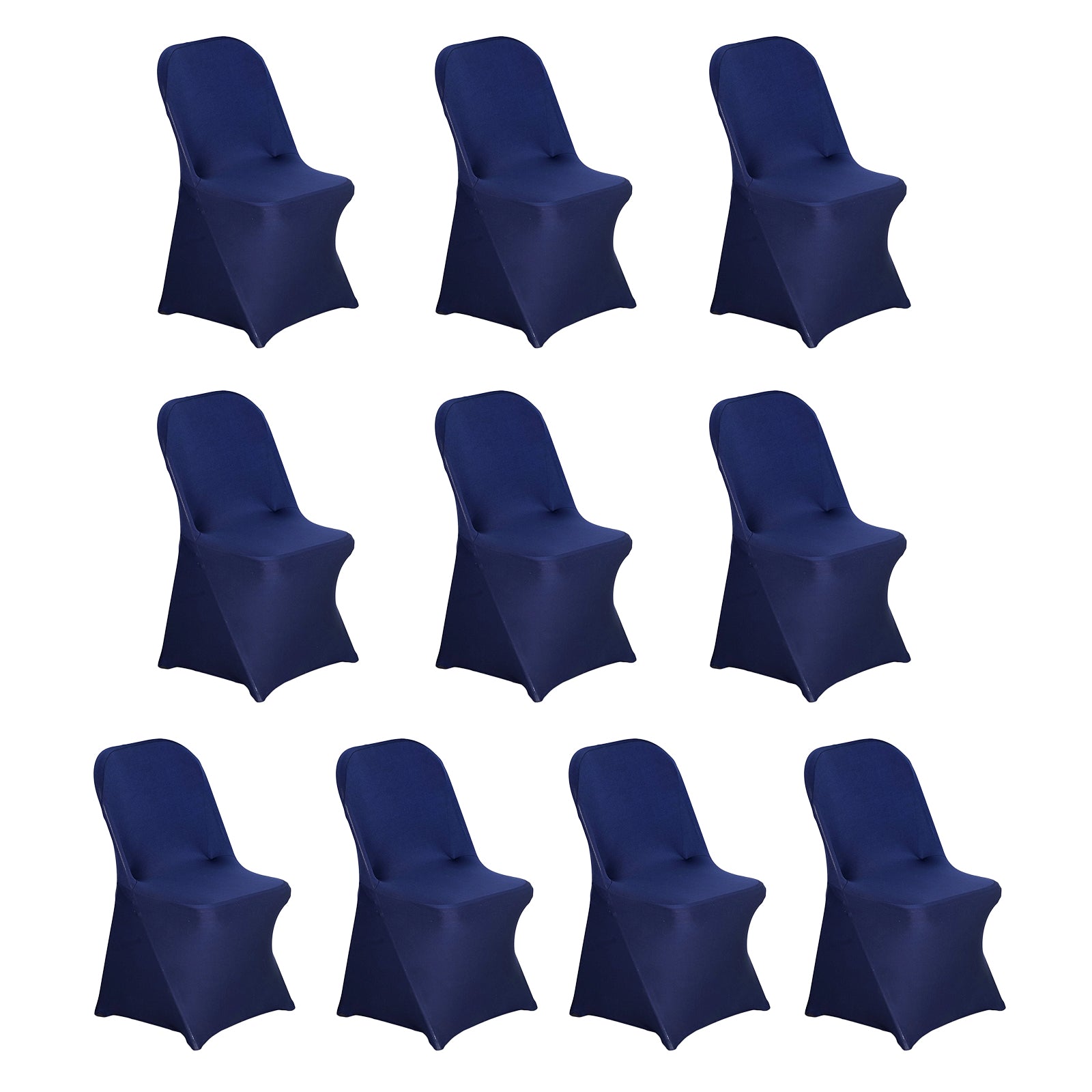 10-Piece Navy Blue Stretch Spandex Slipcovers for Folding Chairs - Durable 160GSM