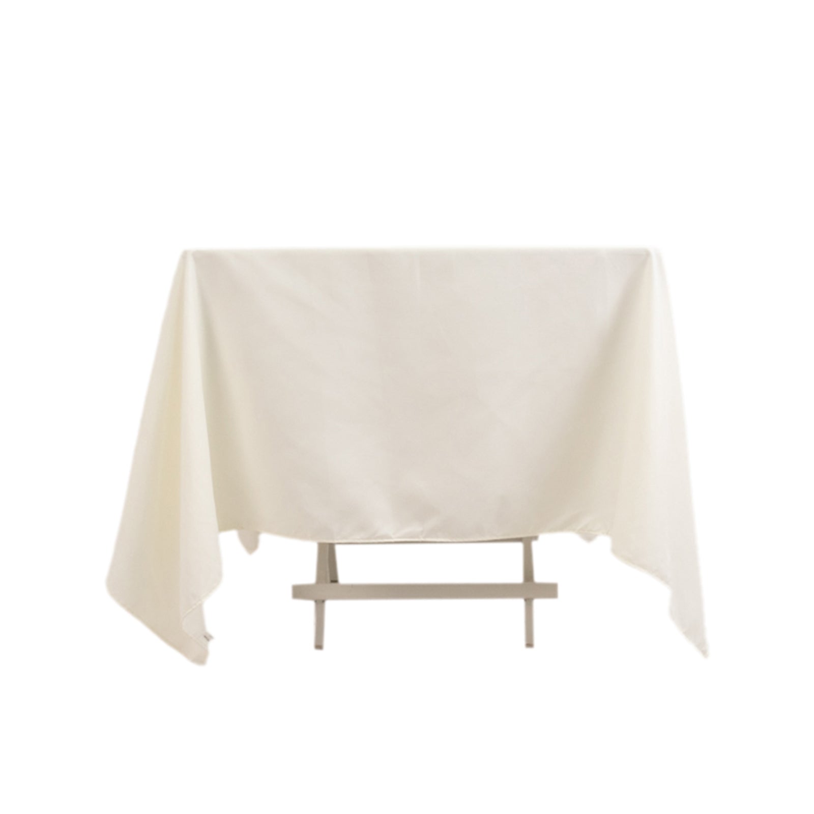 Wrinkle-Resistant Ivory 70x70 Square Cotton Blend Tablecloth