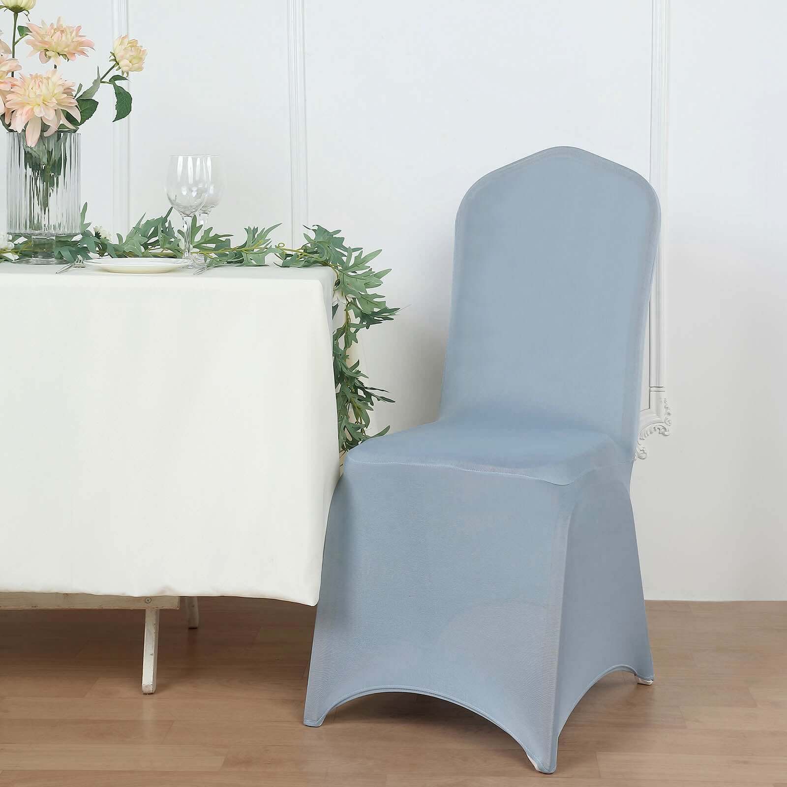 Dusty Blue Spandex Stretch Chair Cover for Banquets - 160GSM Premium Fabric